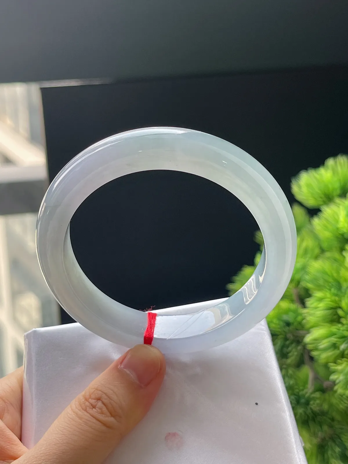 正圈56.5，翡翠冰糯种春带彩手镯