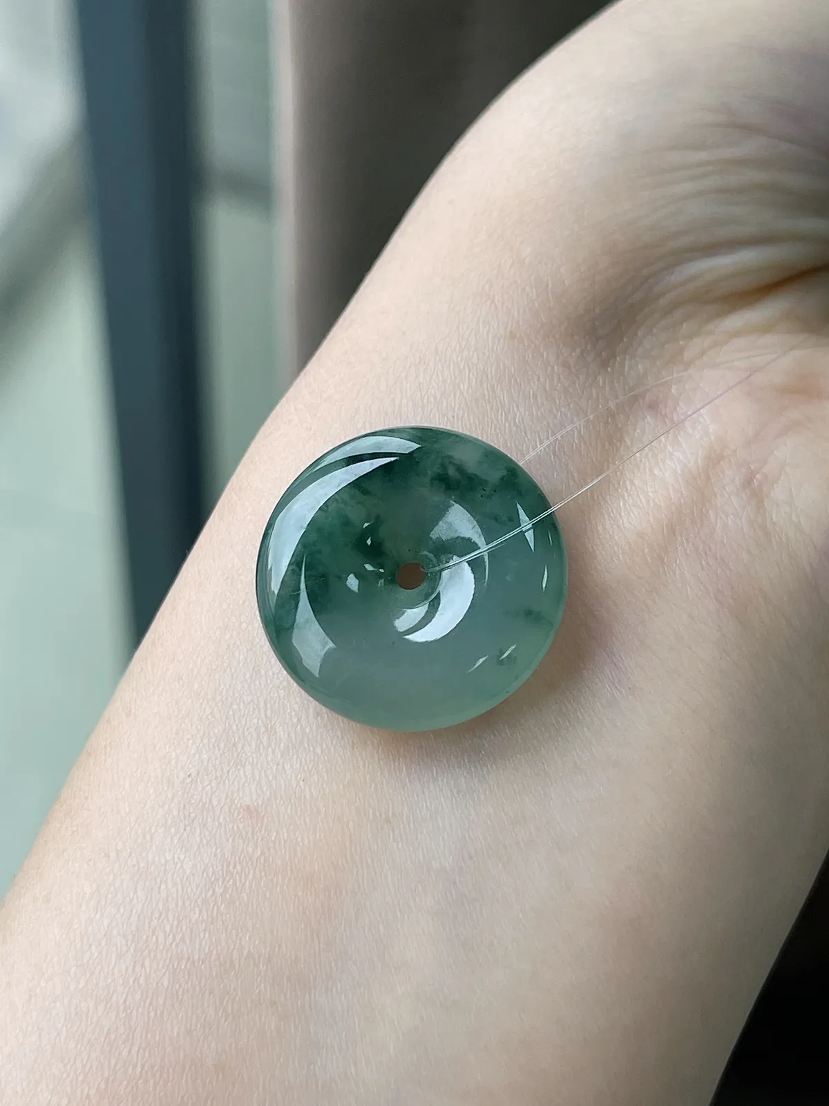 翡翠冰糯种飘花平安扣