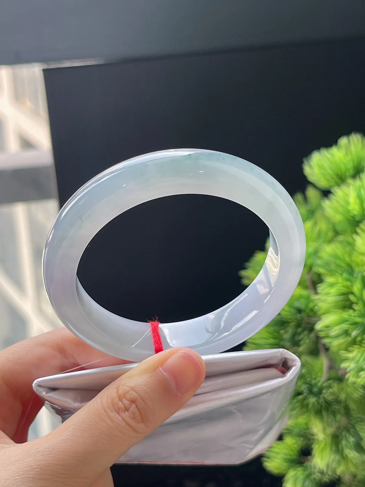 正圈56.5，翡翠冰糯种春带彩手镯