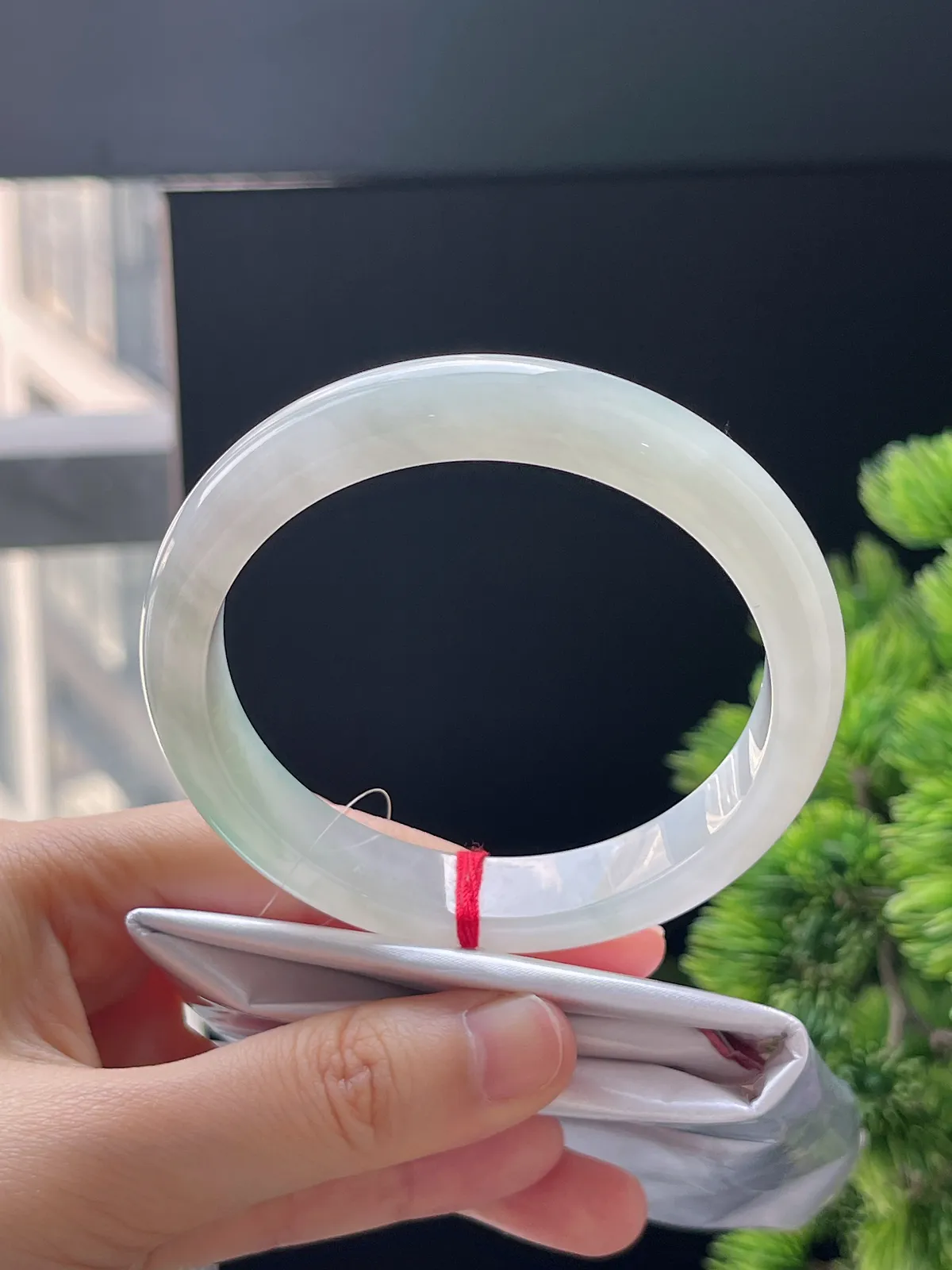 正圈59.6，翡翠冰糯种飘花手镯