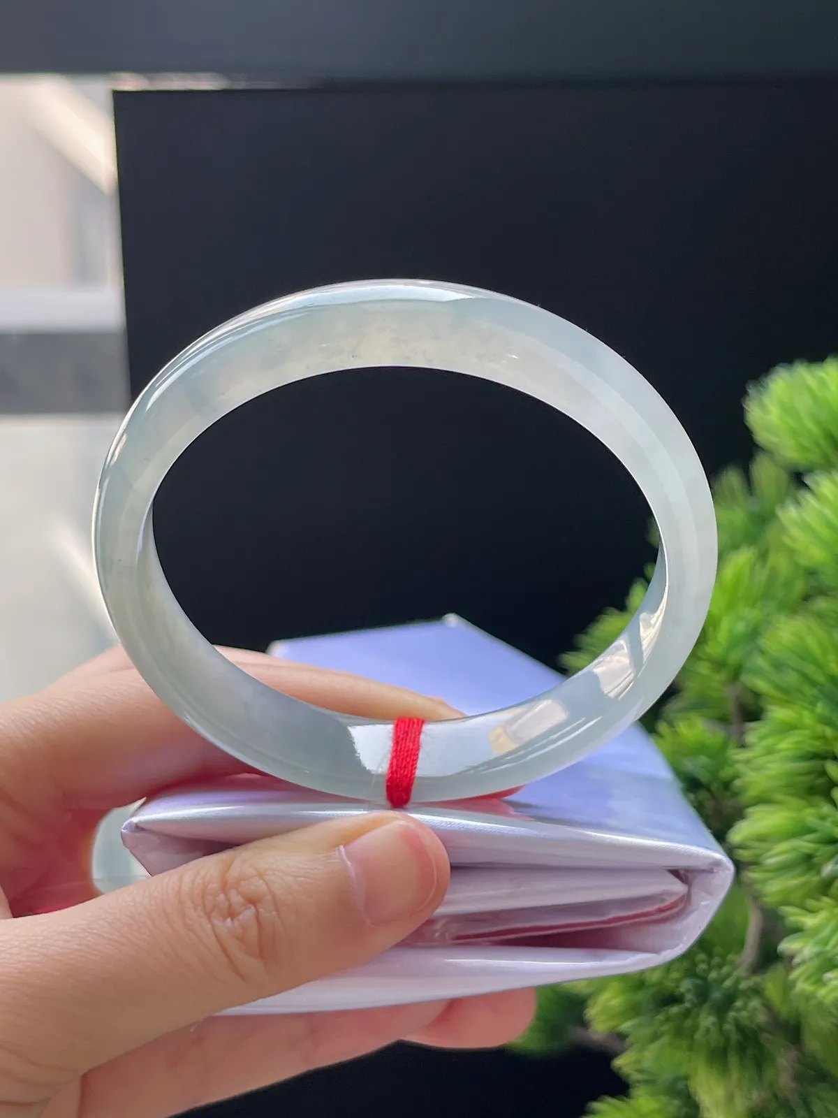 正圈58圈口，翡翠冰种白色手镯