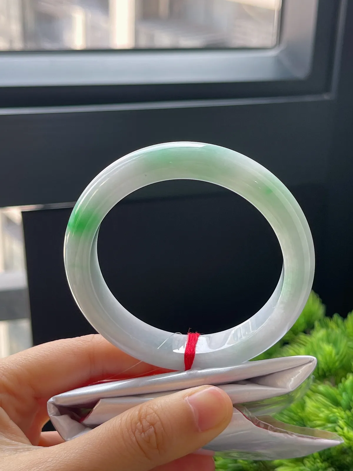 正圈55.4，翡翠糯化种飘花手镯