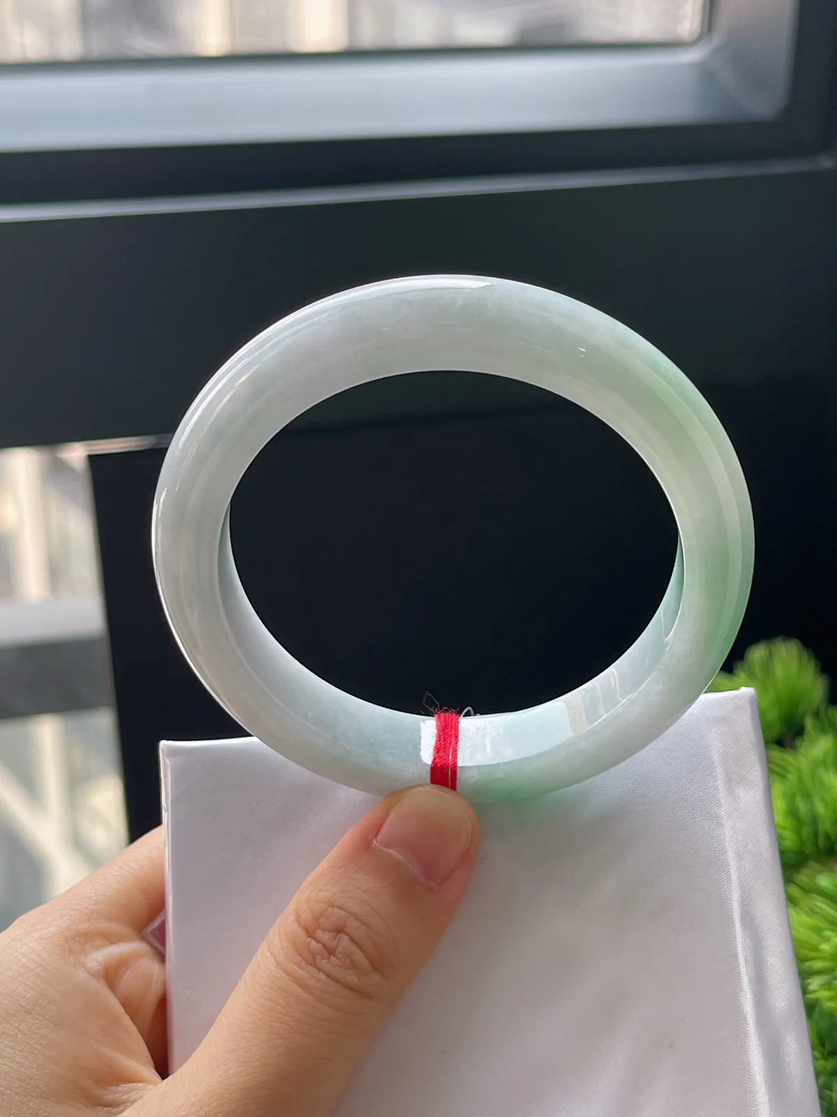 正圈55.4，翡翠糯化种飘花手镯