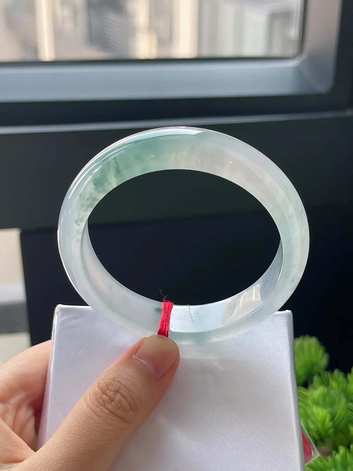 正圈55，翡翠冰种飘花手镯