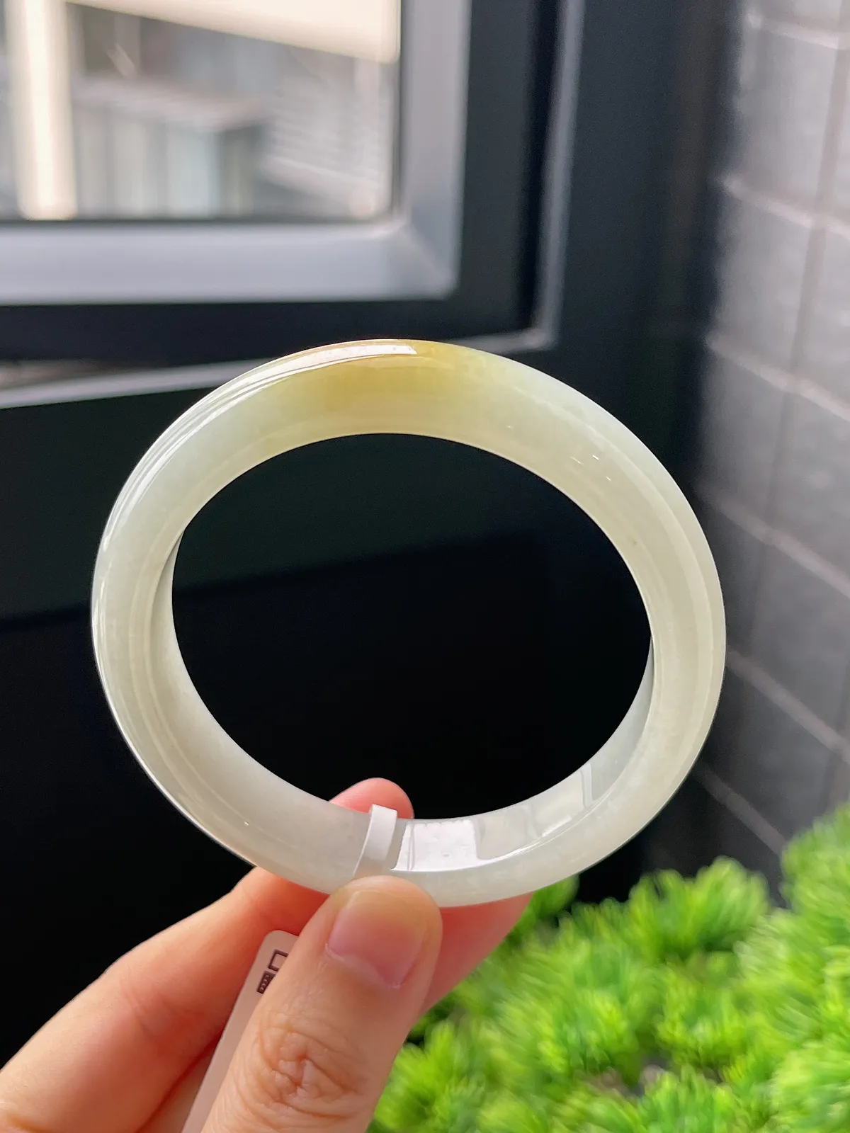 正圈55.5圈口，翡翠冰糯种黄色手镯