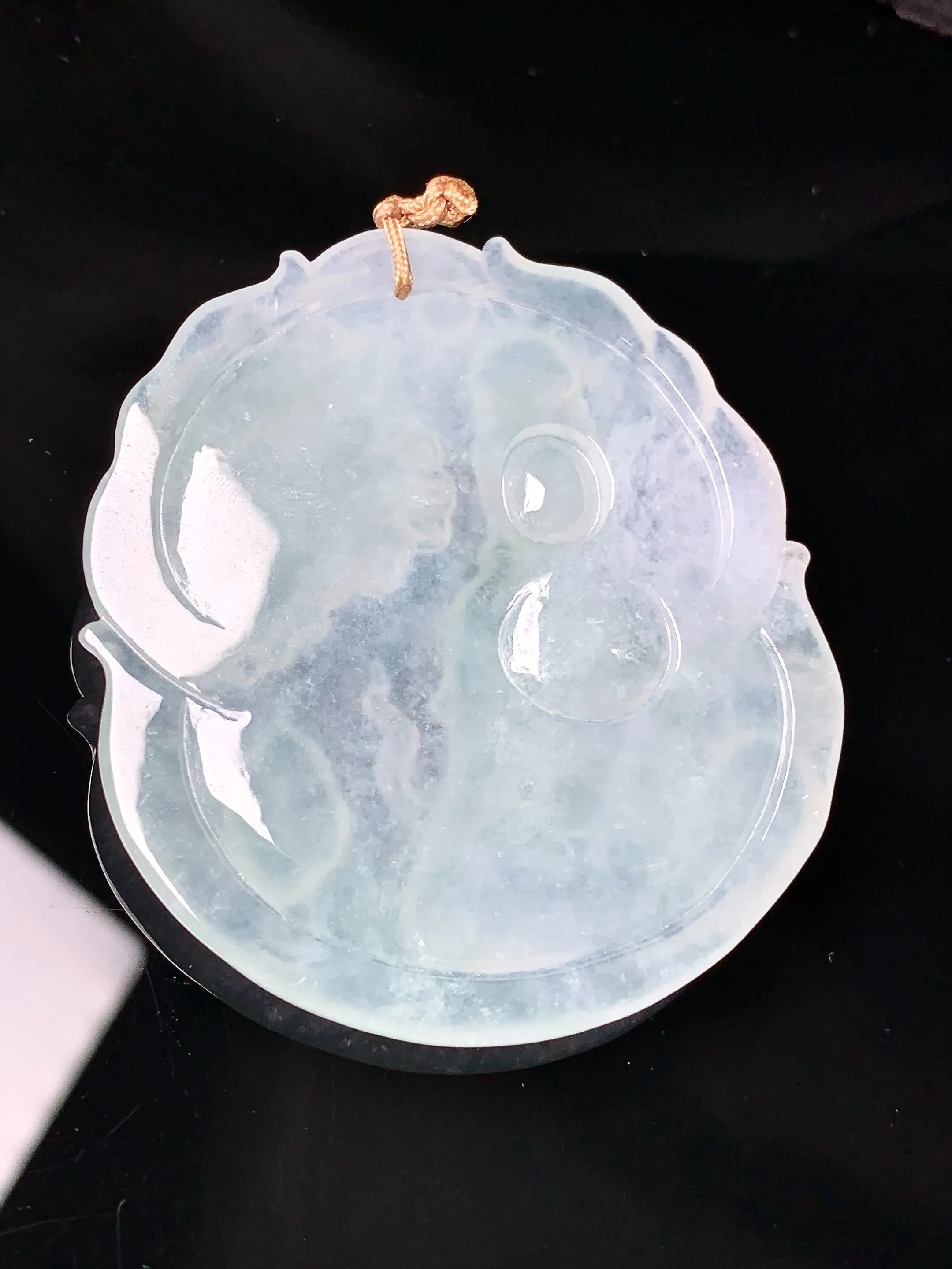 冰种文殊观音菩萨吊坠 玉质细腻 色泽艳丽清新 整体尺寸51.5*45.3*5.2