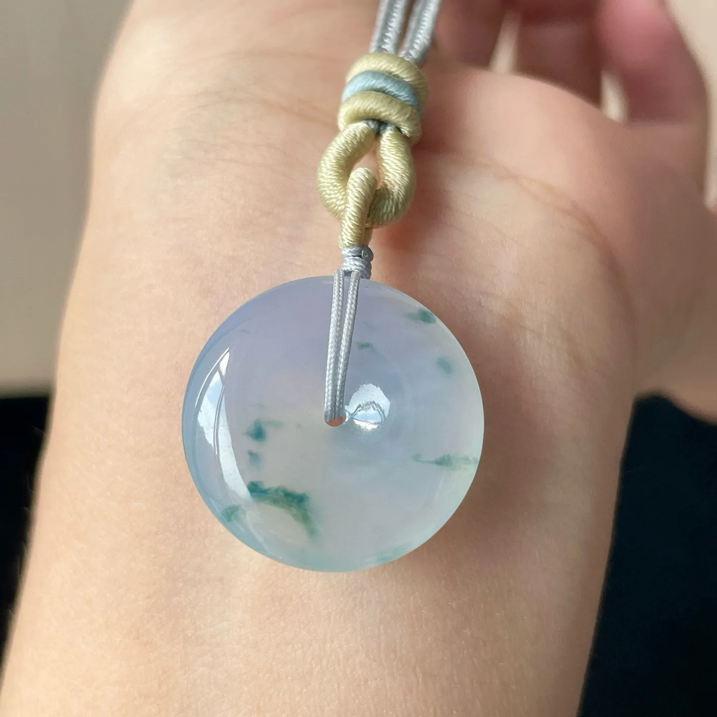 高冰种莫奈花园平安扣