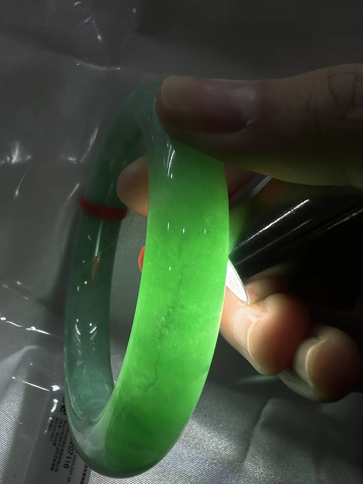 圆条56.8，翡翠糯化满绿手镯