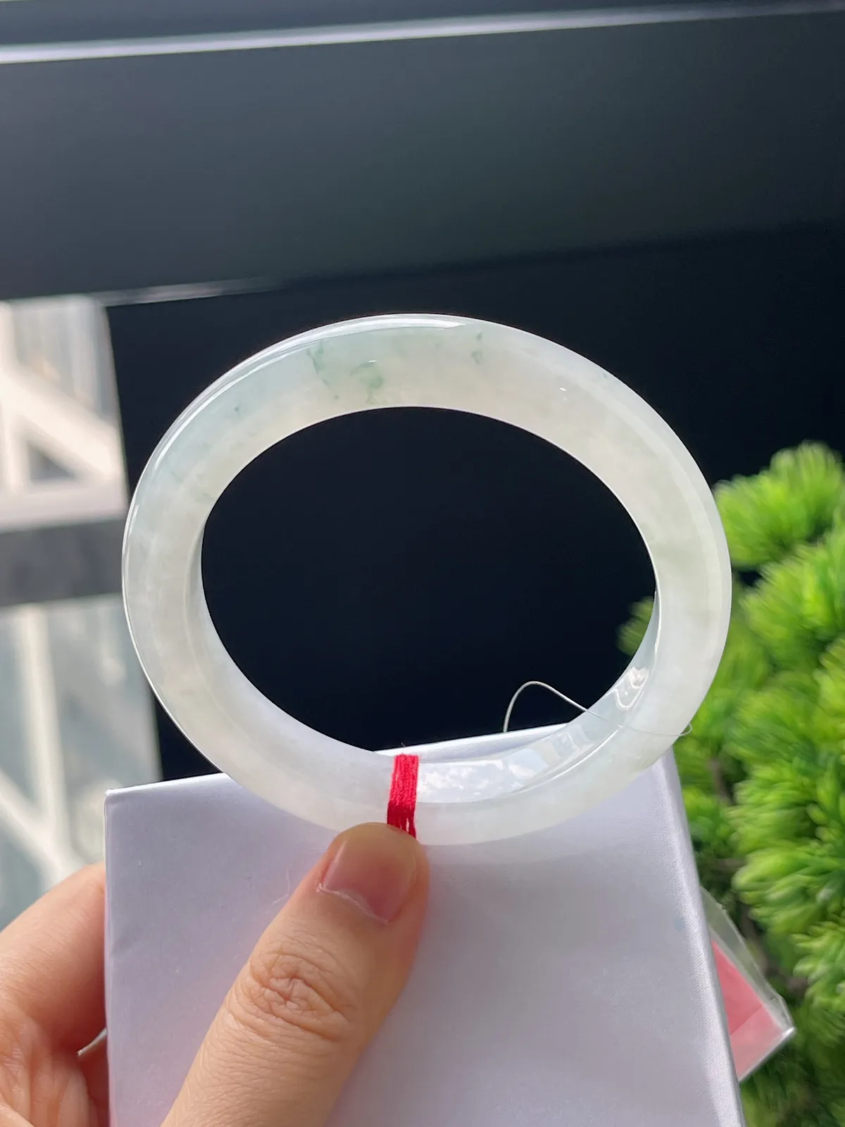 正圈55，翡翠冰糯种飘花手镯