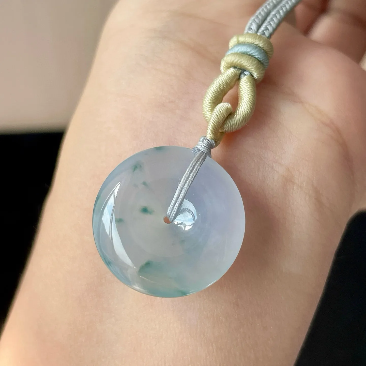 高冰种莫奈花园平安扣