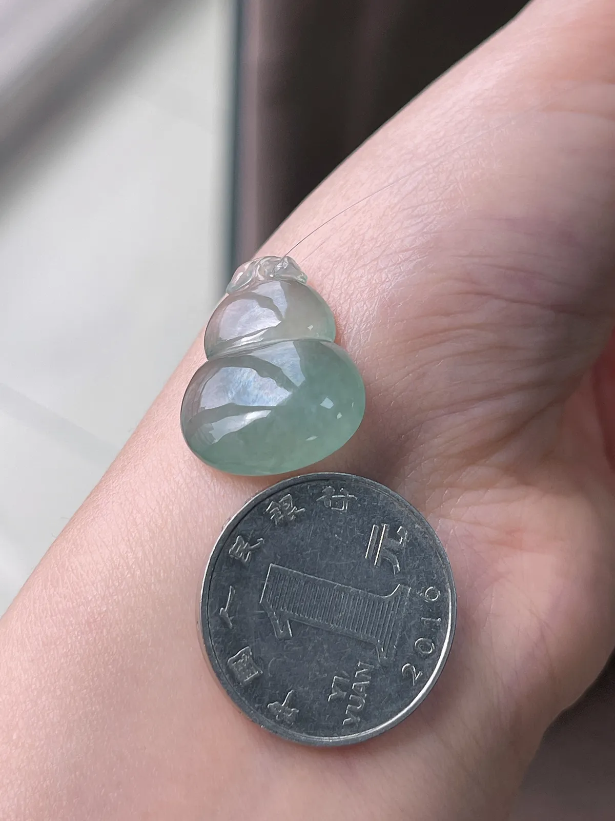 翡翠冰糯种绿色葫芦吊坠