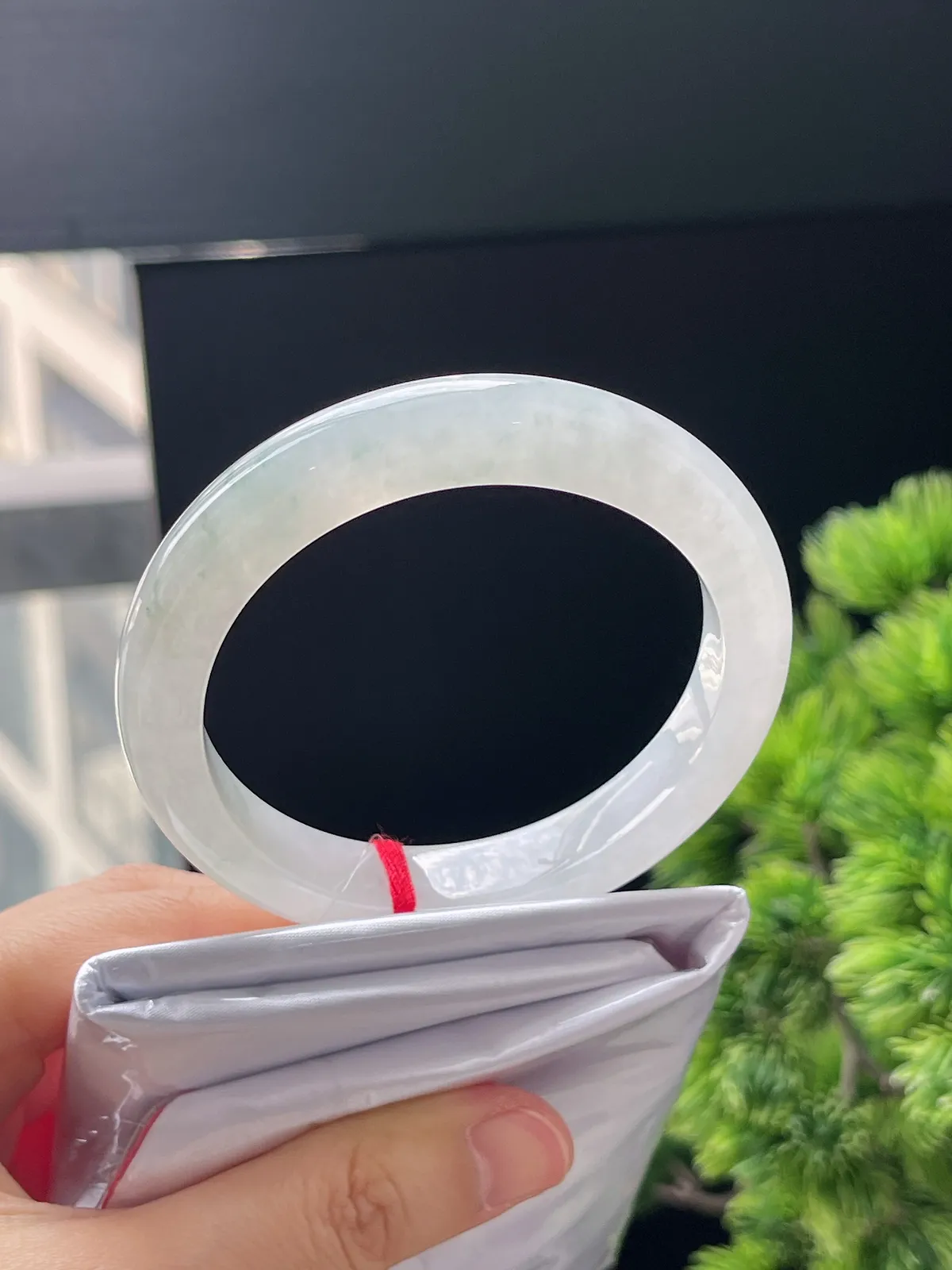 正圈55，翡翠冰糯种飘花手镯