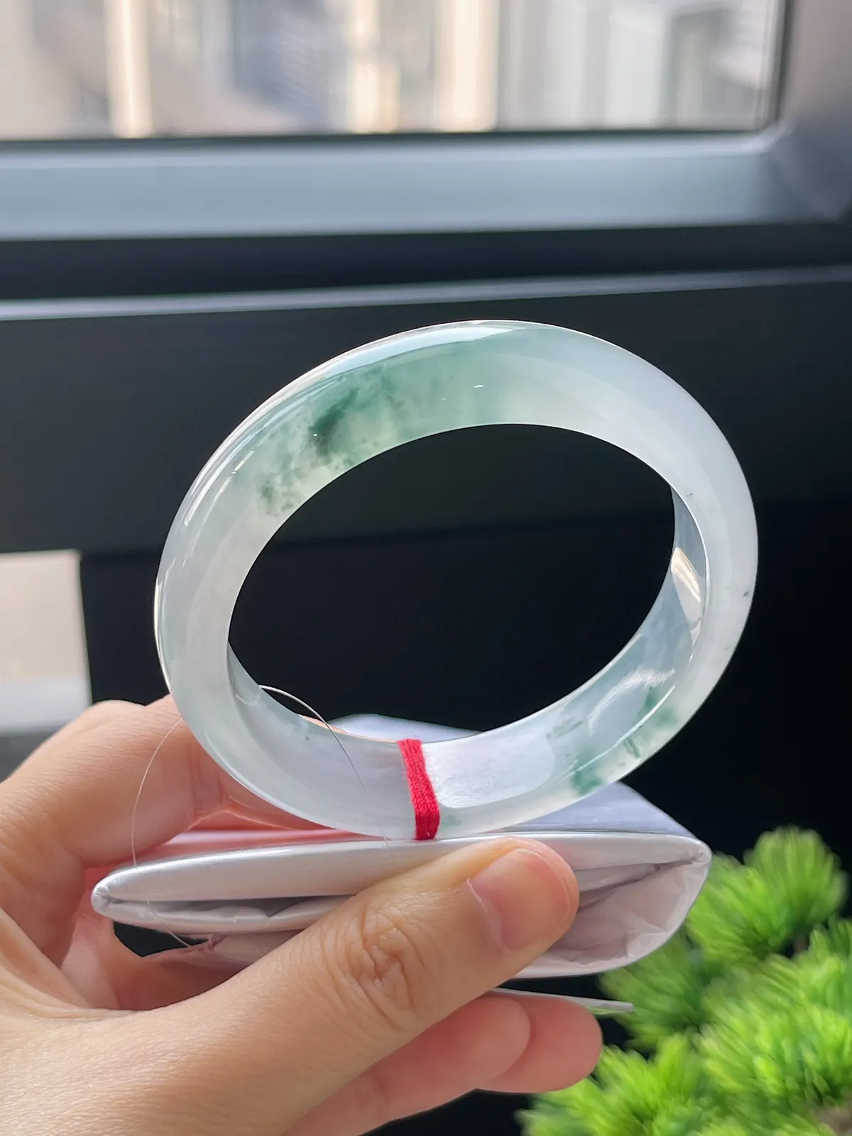 正圈55，翡翠冰种飘花手镯