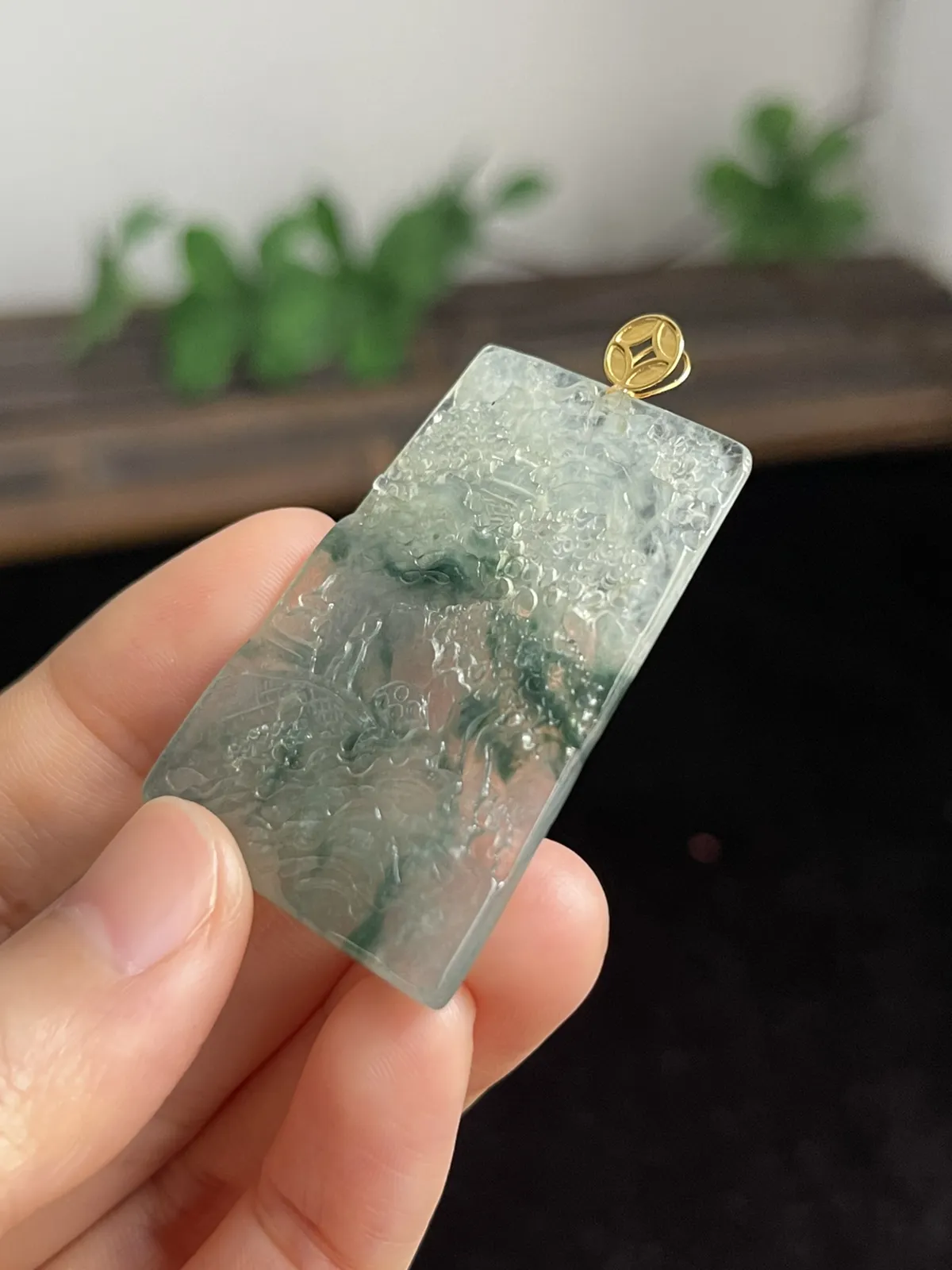 翡翠山水，印记：G18K