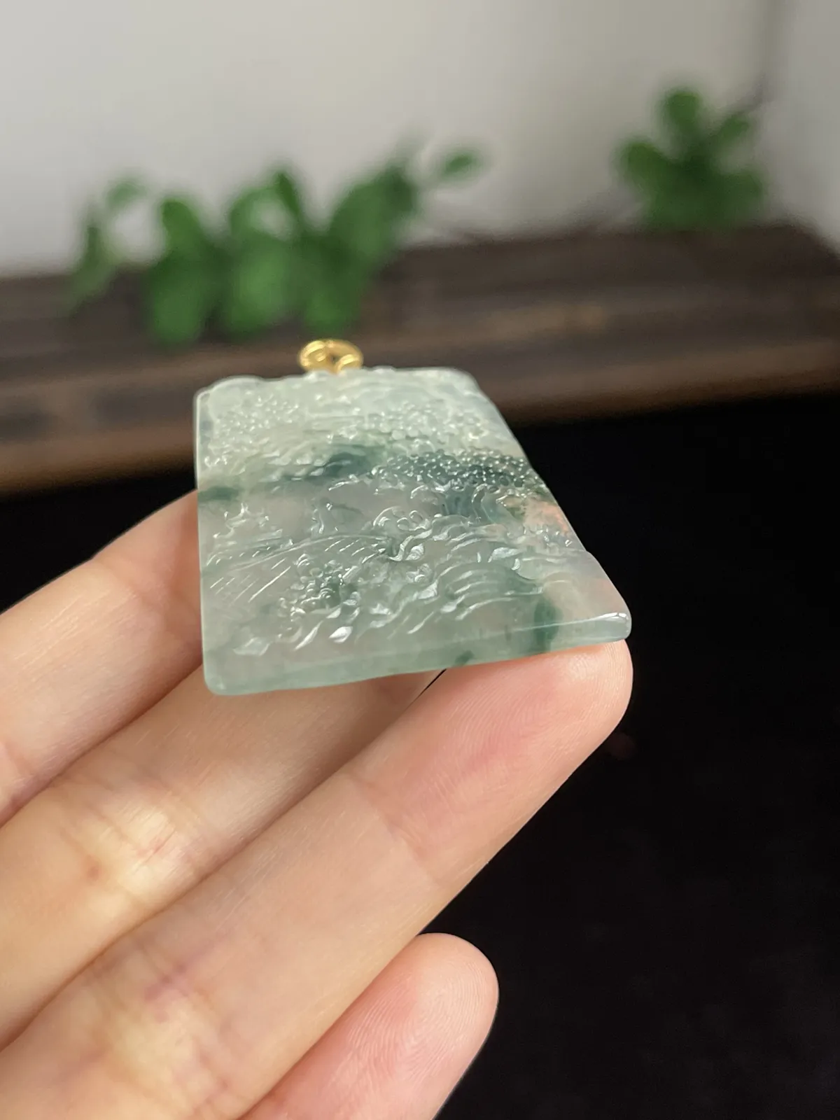 翡翠山水，印记：G18K