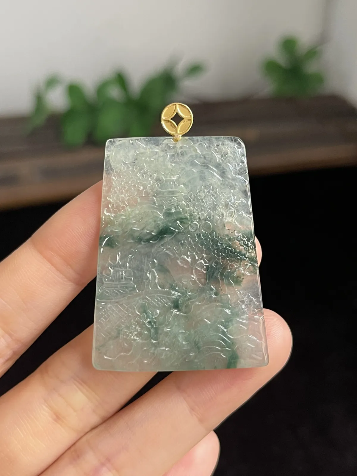 翡翠山水，印记：G18K