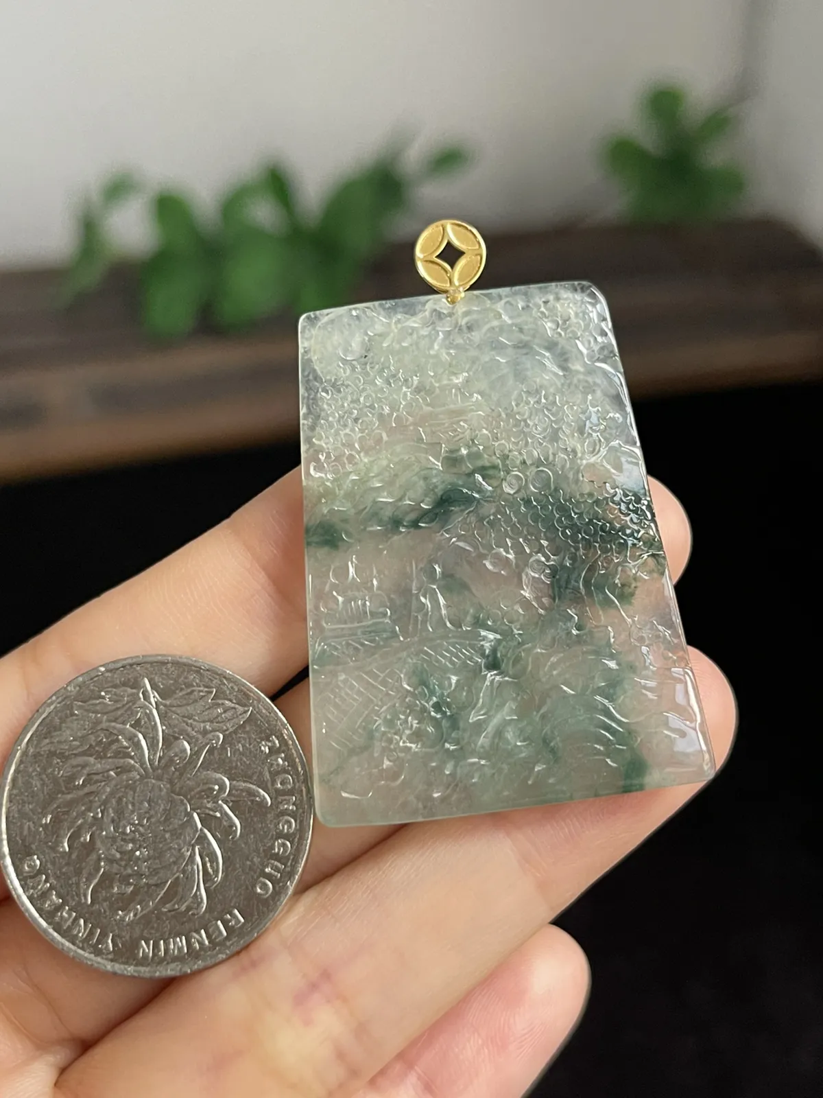 翡翠山水，印记：G18K