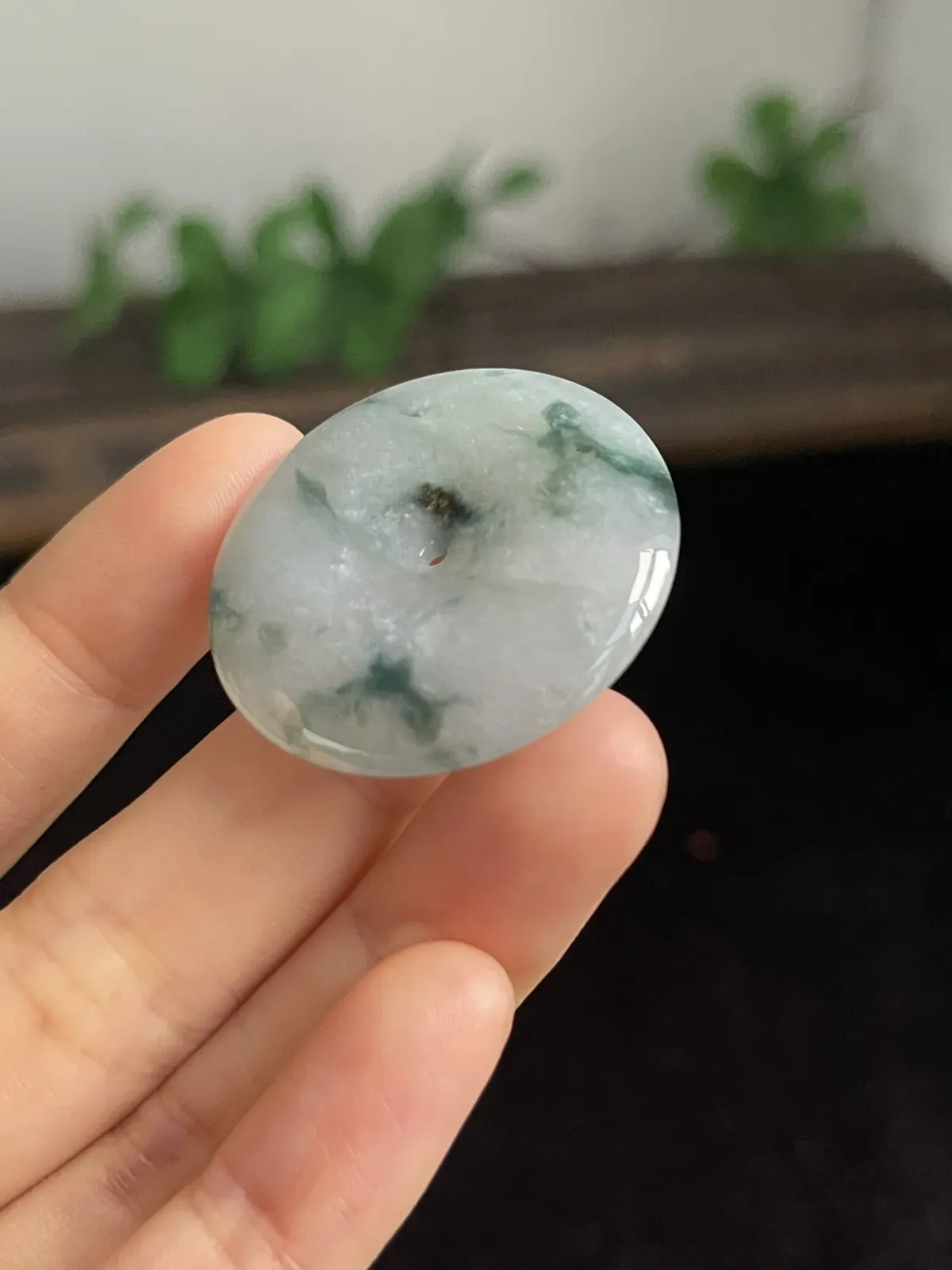 翡翠冰糯种灰绿色平安扣