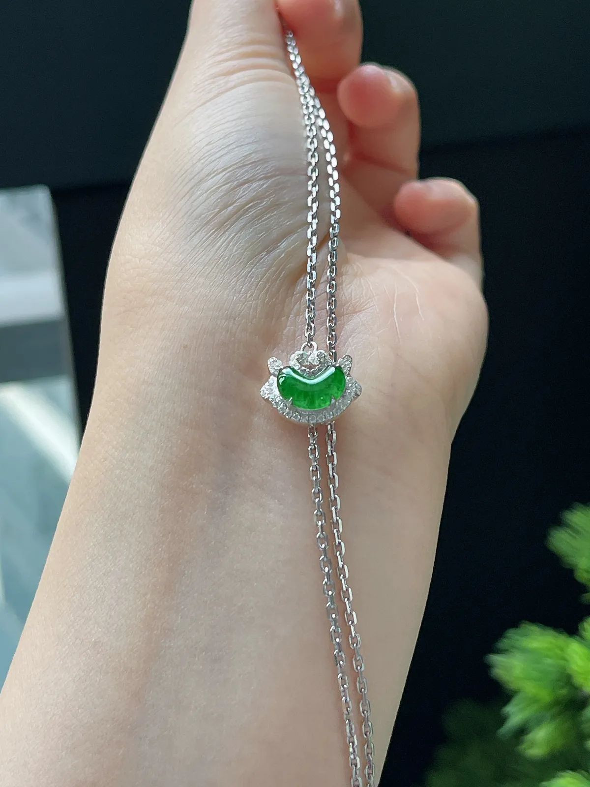 如意龙系列天然满绿翡翠手链 S925银