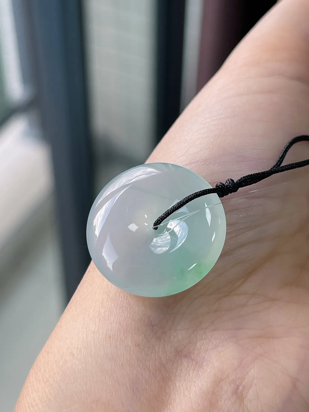 翡翠胶润冰飘花平安扣