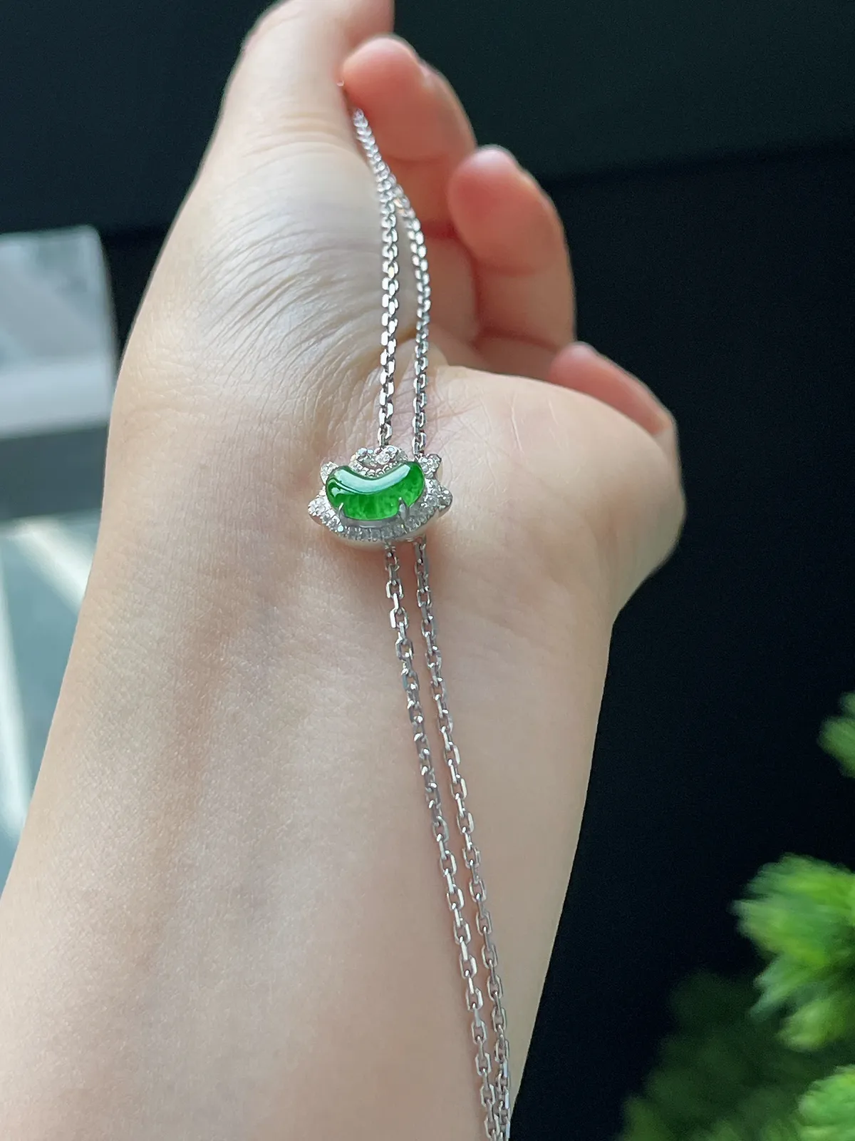 如意龙系列天然满绿翡翠手链 S925银