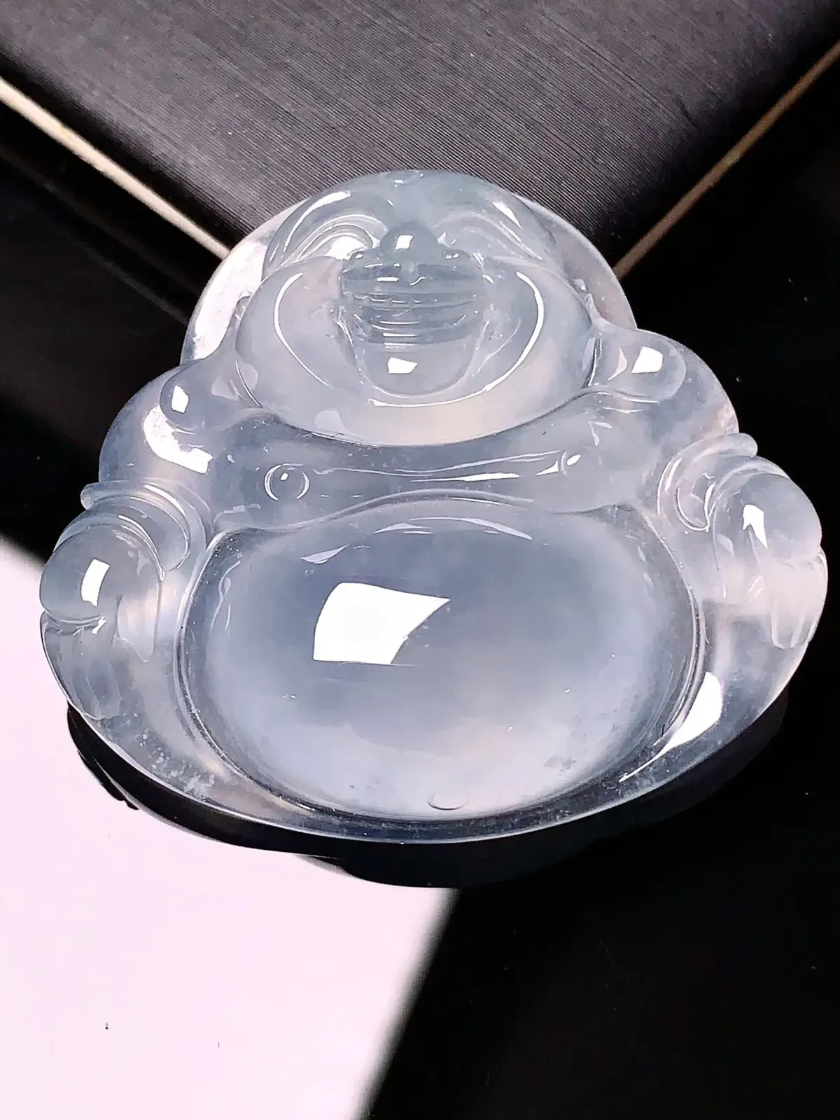 冰种佛公吊坠 玉质透亮细腻 清新大方 整体尺寸33*36.8*9.2