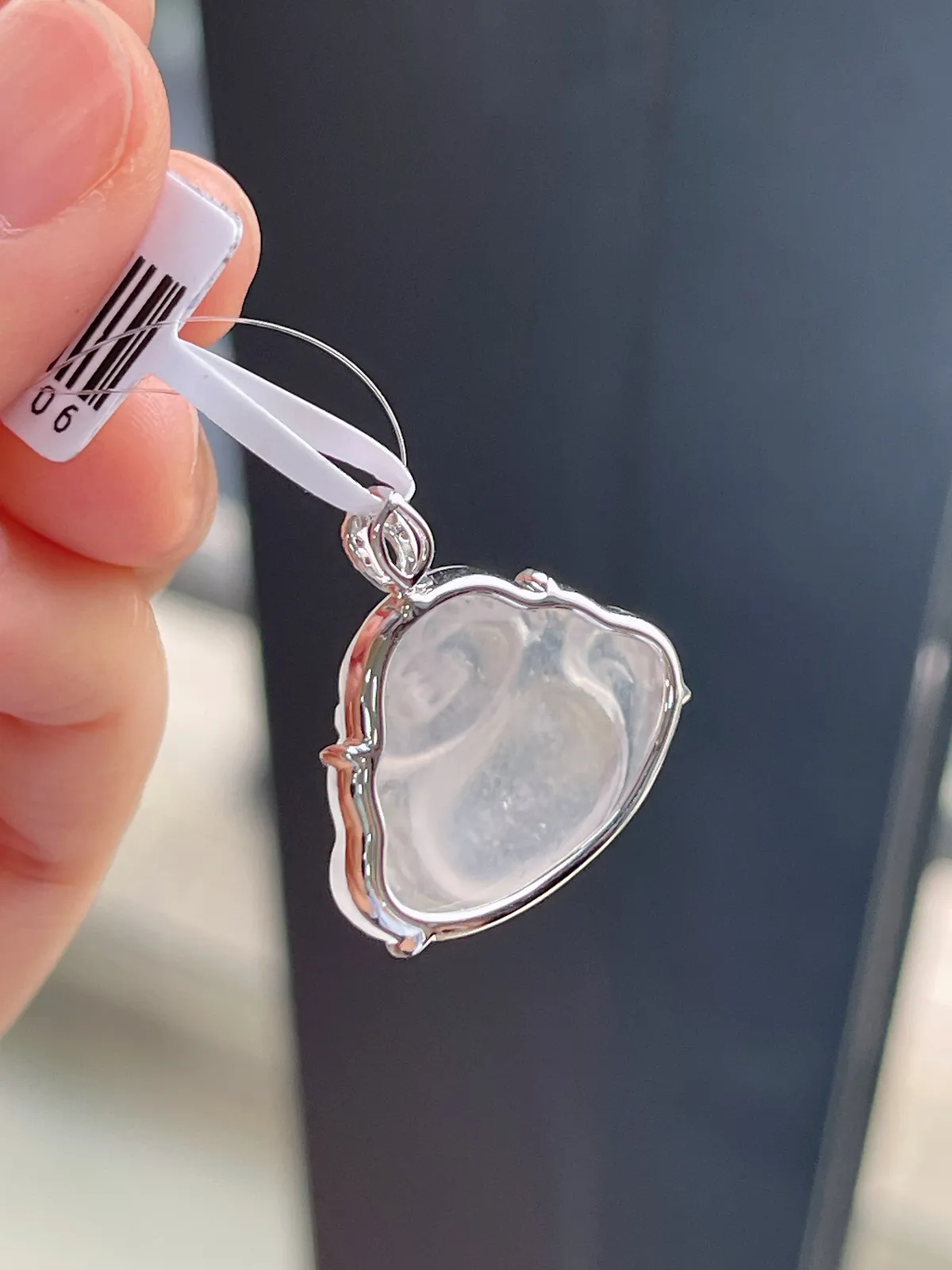 18k金伴钻翡翠白冰佛公挂件