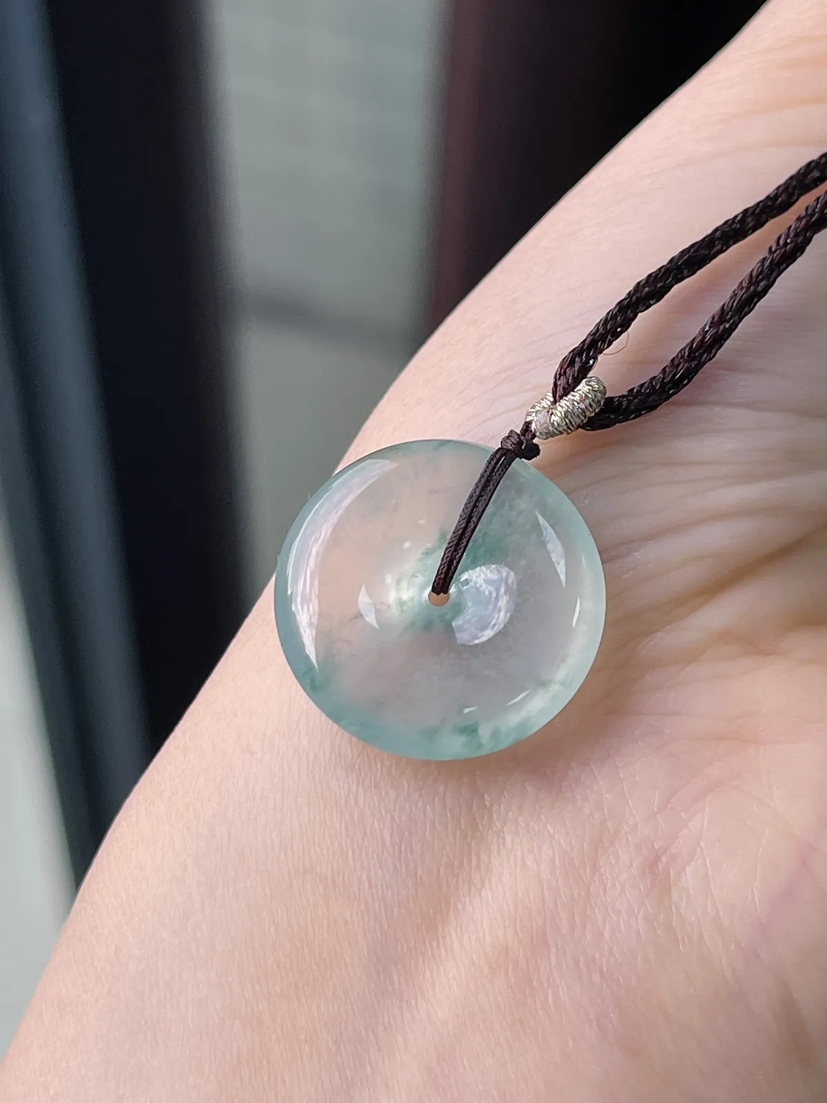 翡翠冰飘花平安扣