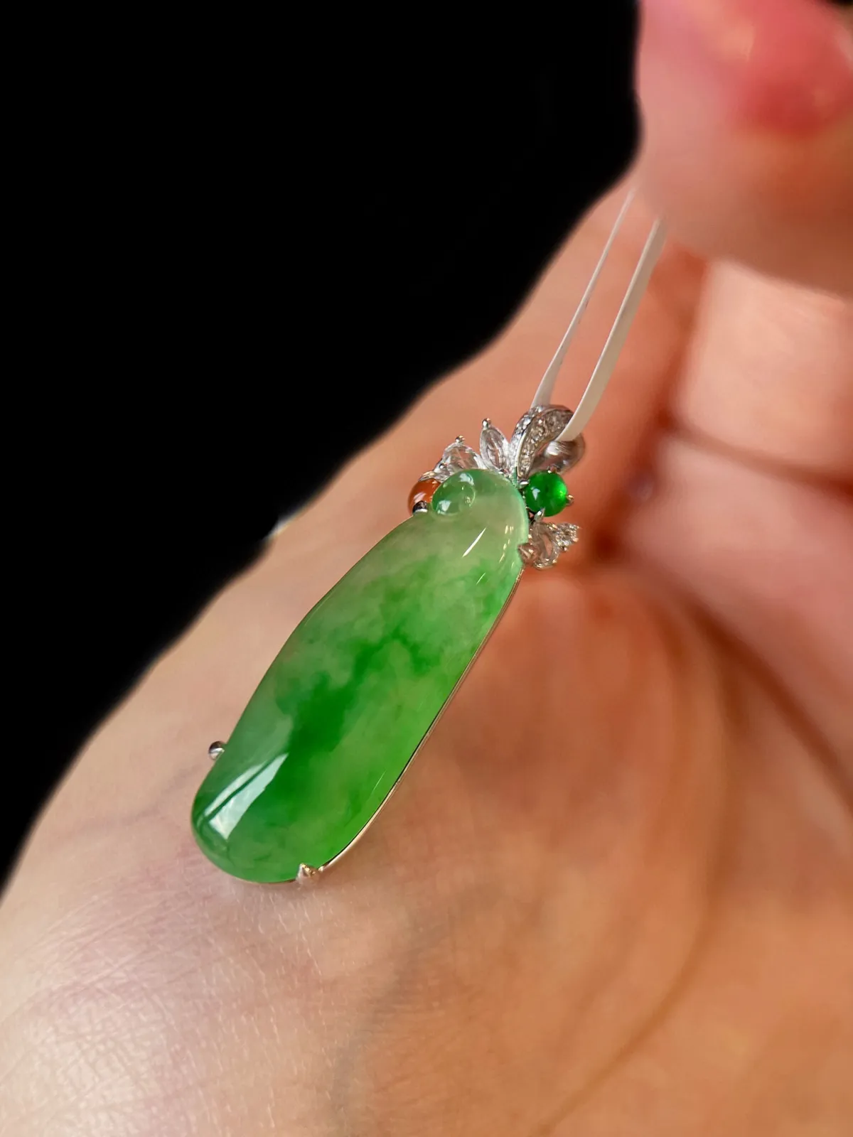 18k镶嵌 冰绿长寿果

【尺寸】26.2-9.4-3.8