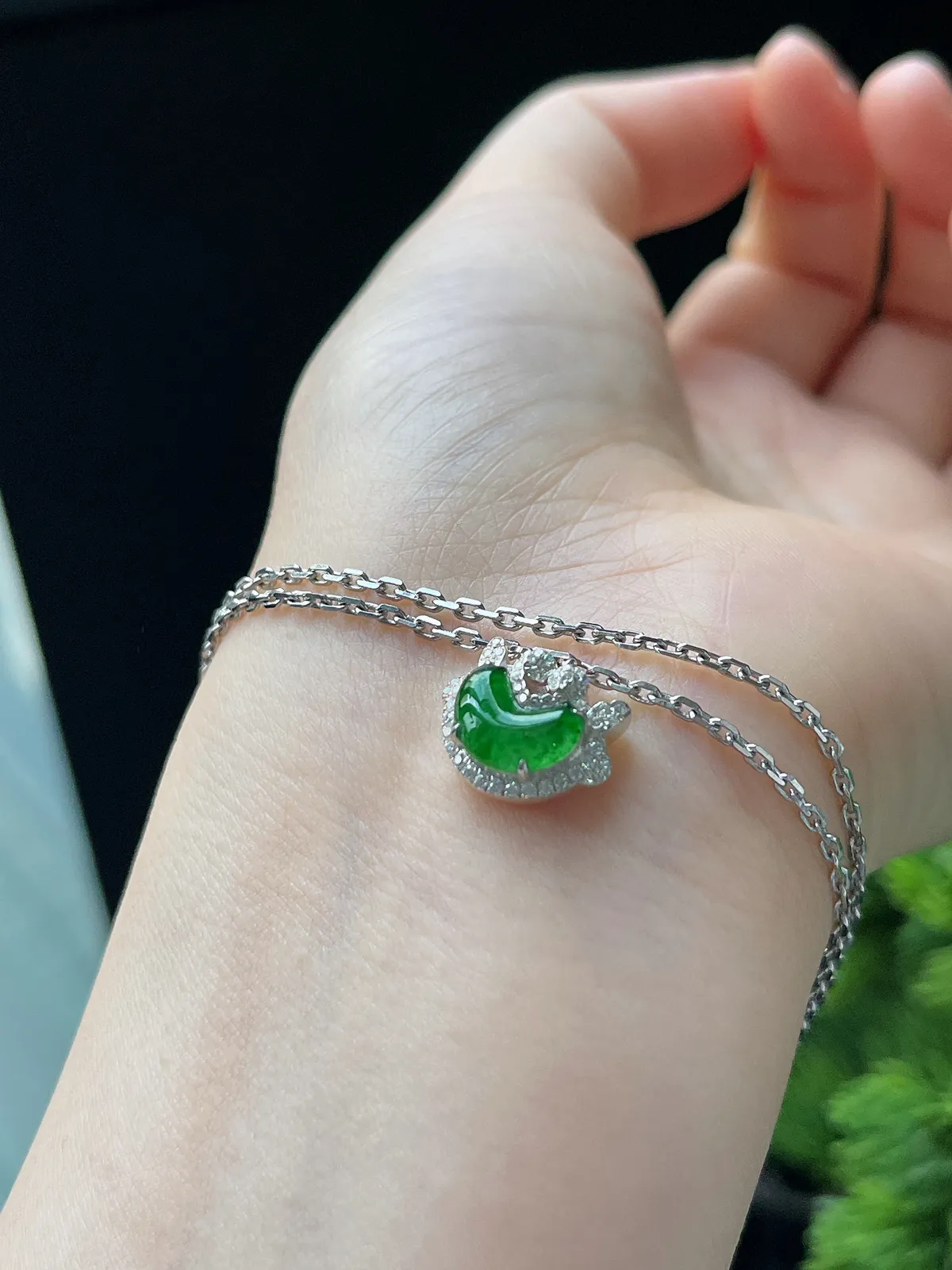 如意龙系列天然满绿翡翠手链 S925银