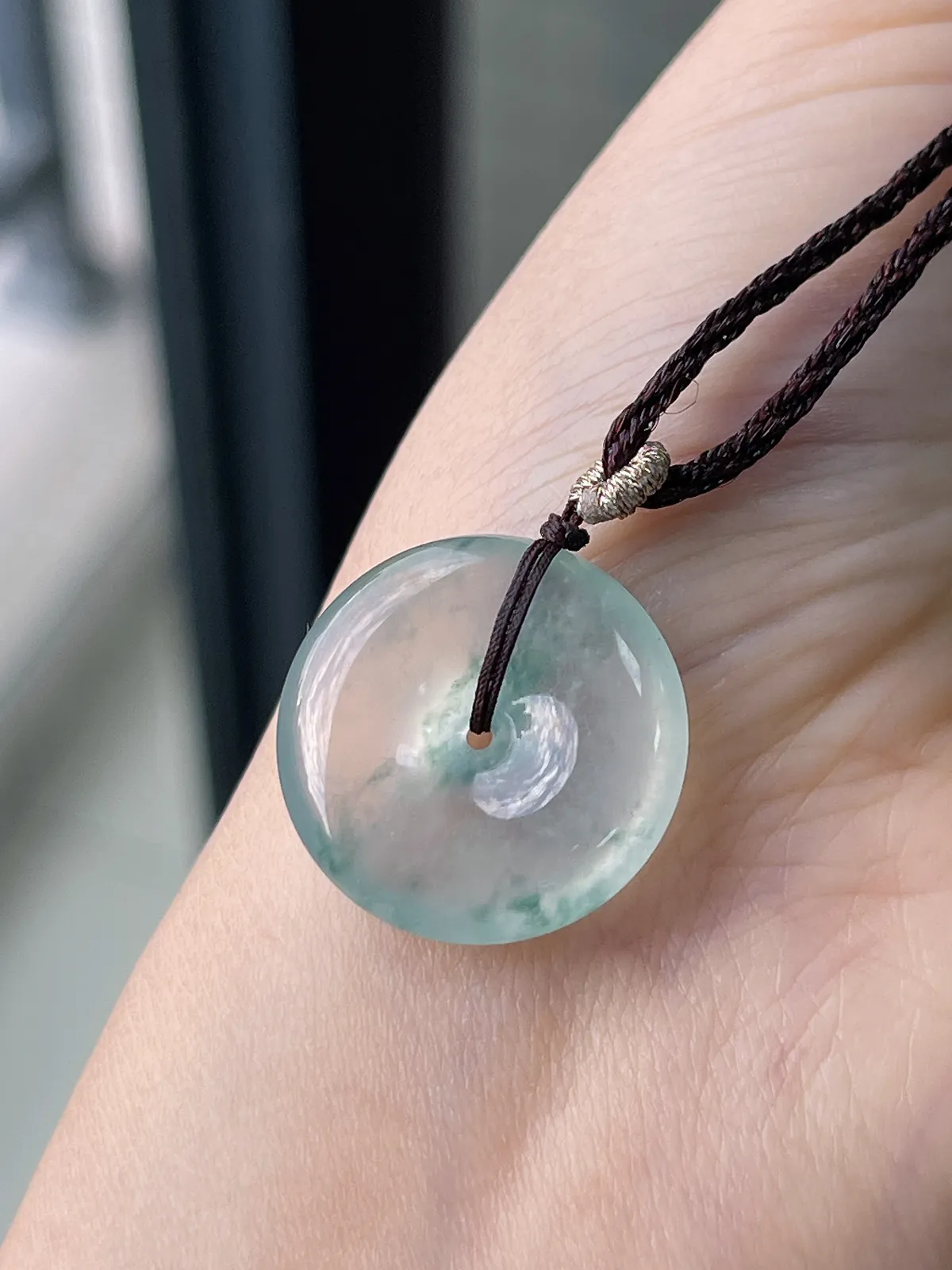 翡翠冰飘花平安扣