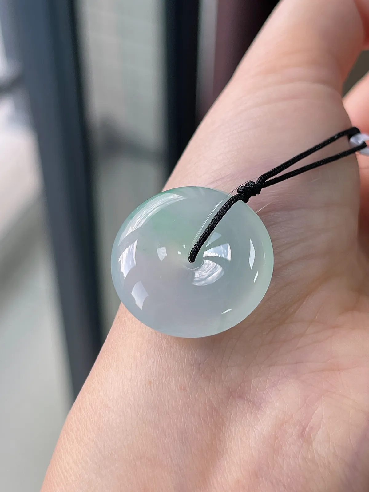 翡翠胶润冰飘花平安扣