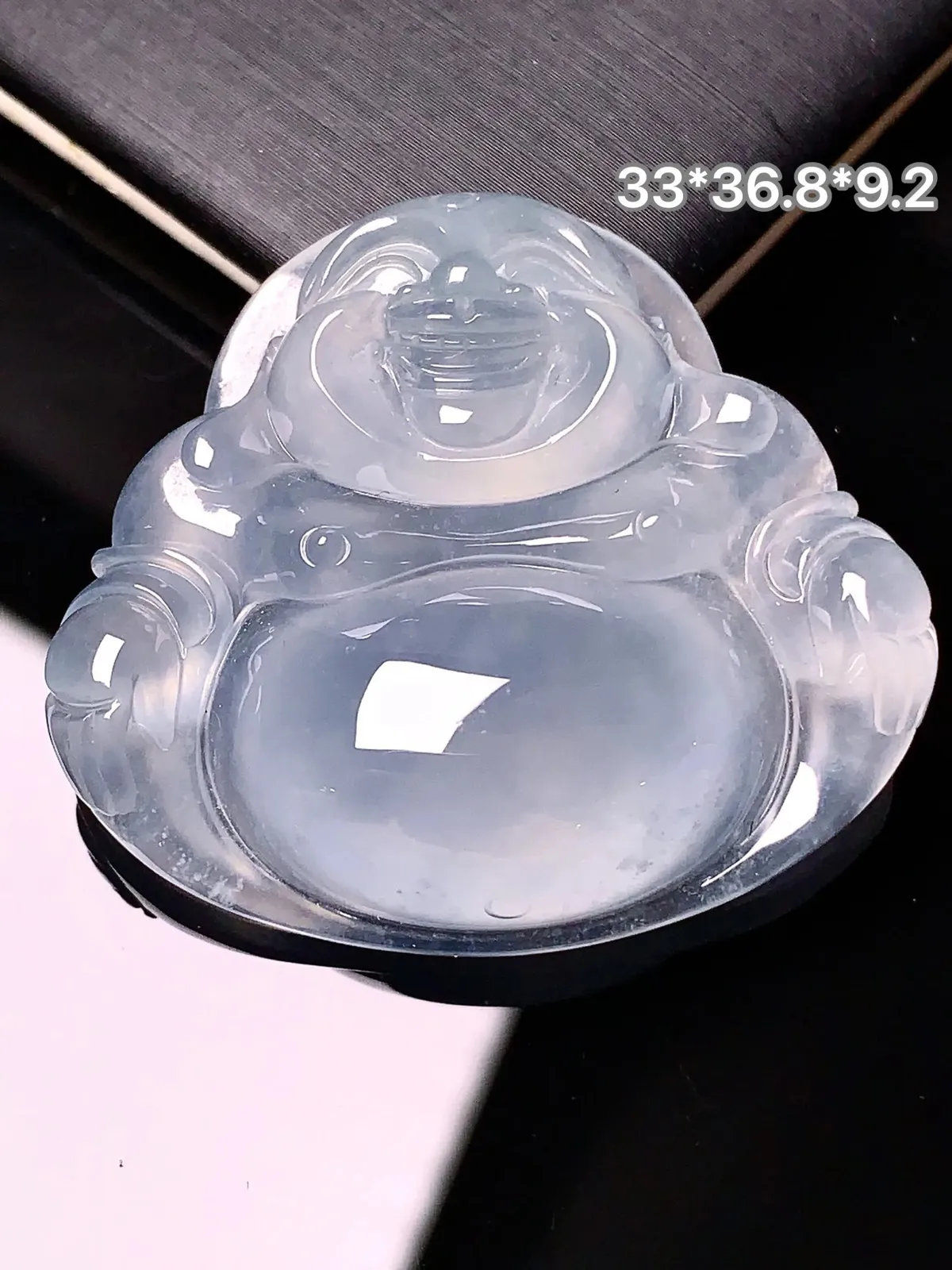 冰种佛公吊坠 玉质透亮细腻 清新大方 整体尺寸33*36.8*9.2