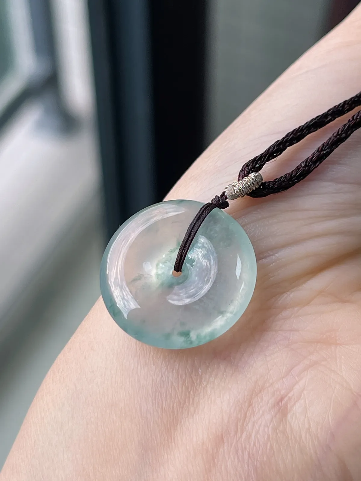 翡翠冰飘花平安扣