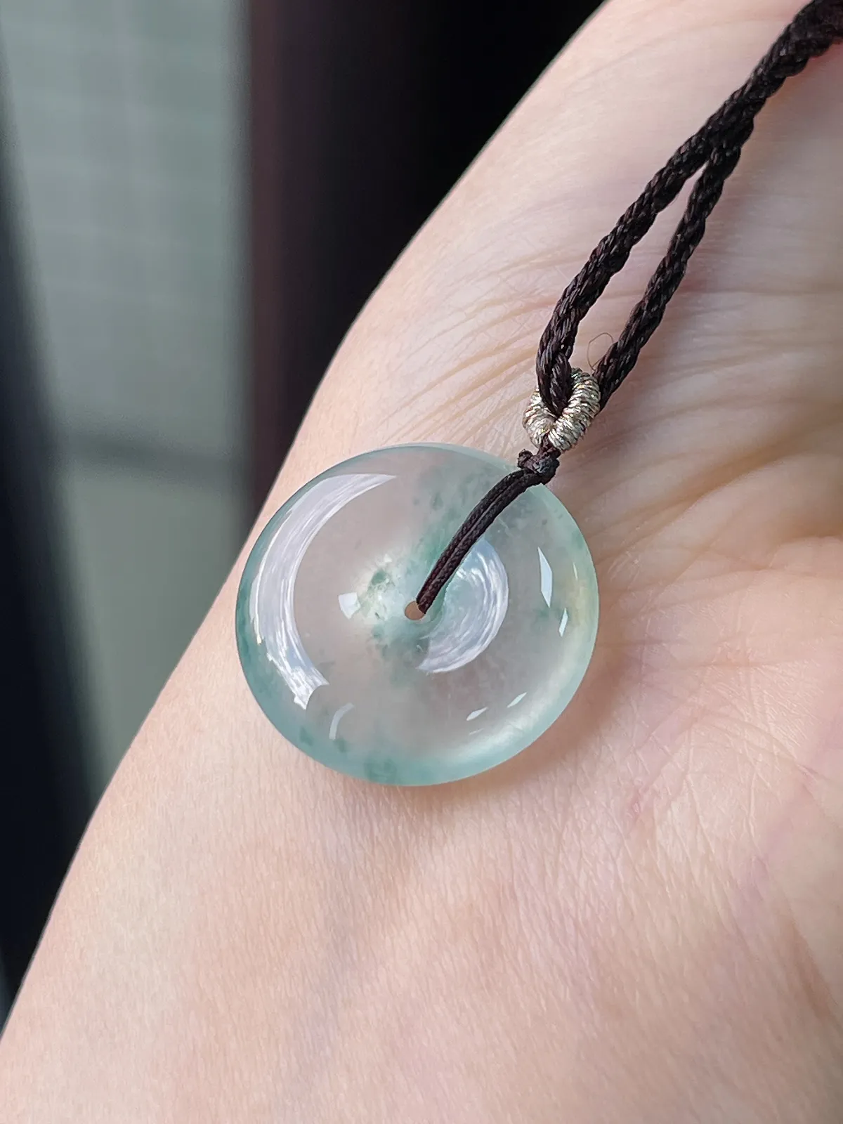 翡翠冰飘花平安扣