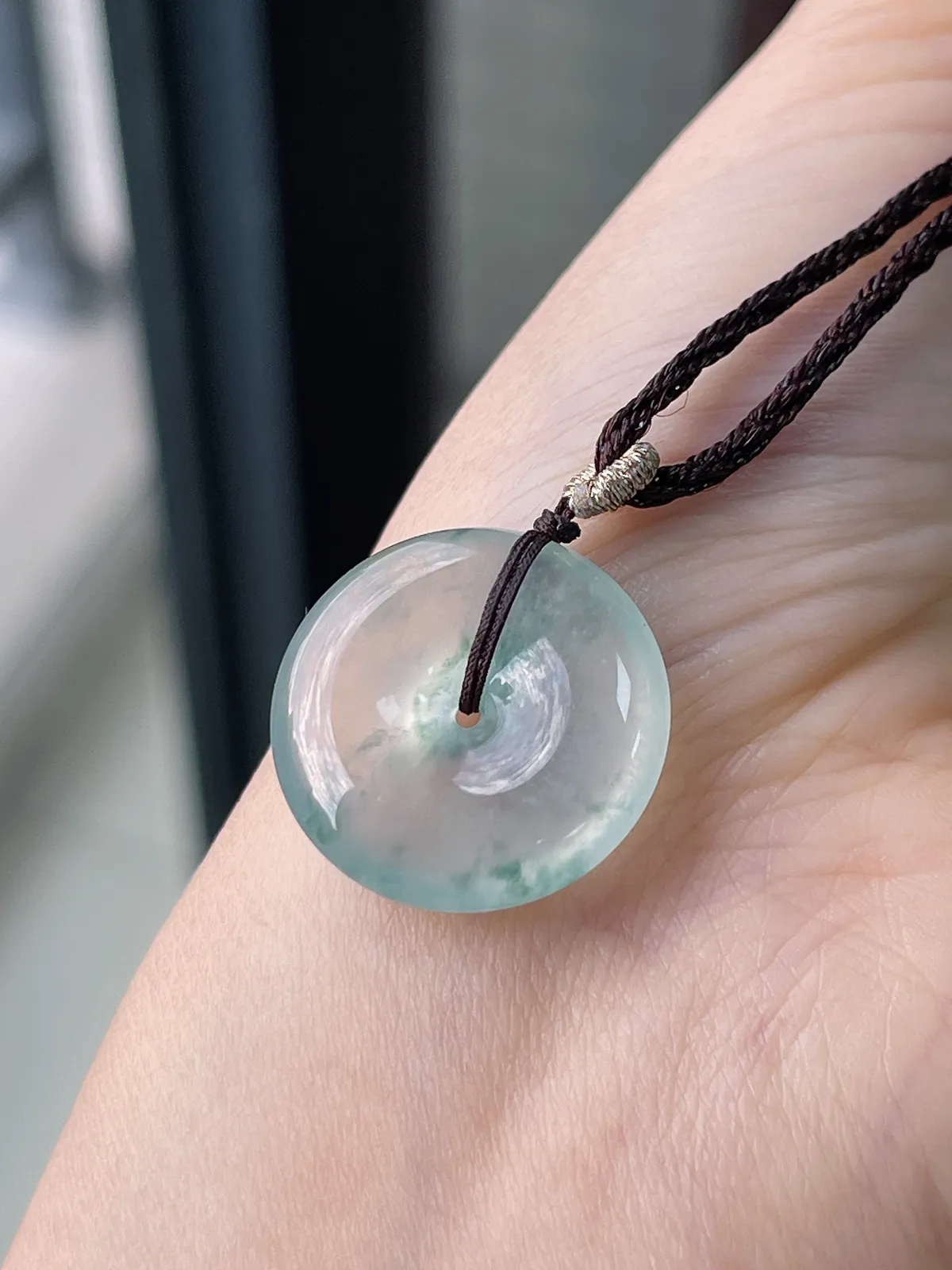 翡翠冰飘花平安扣