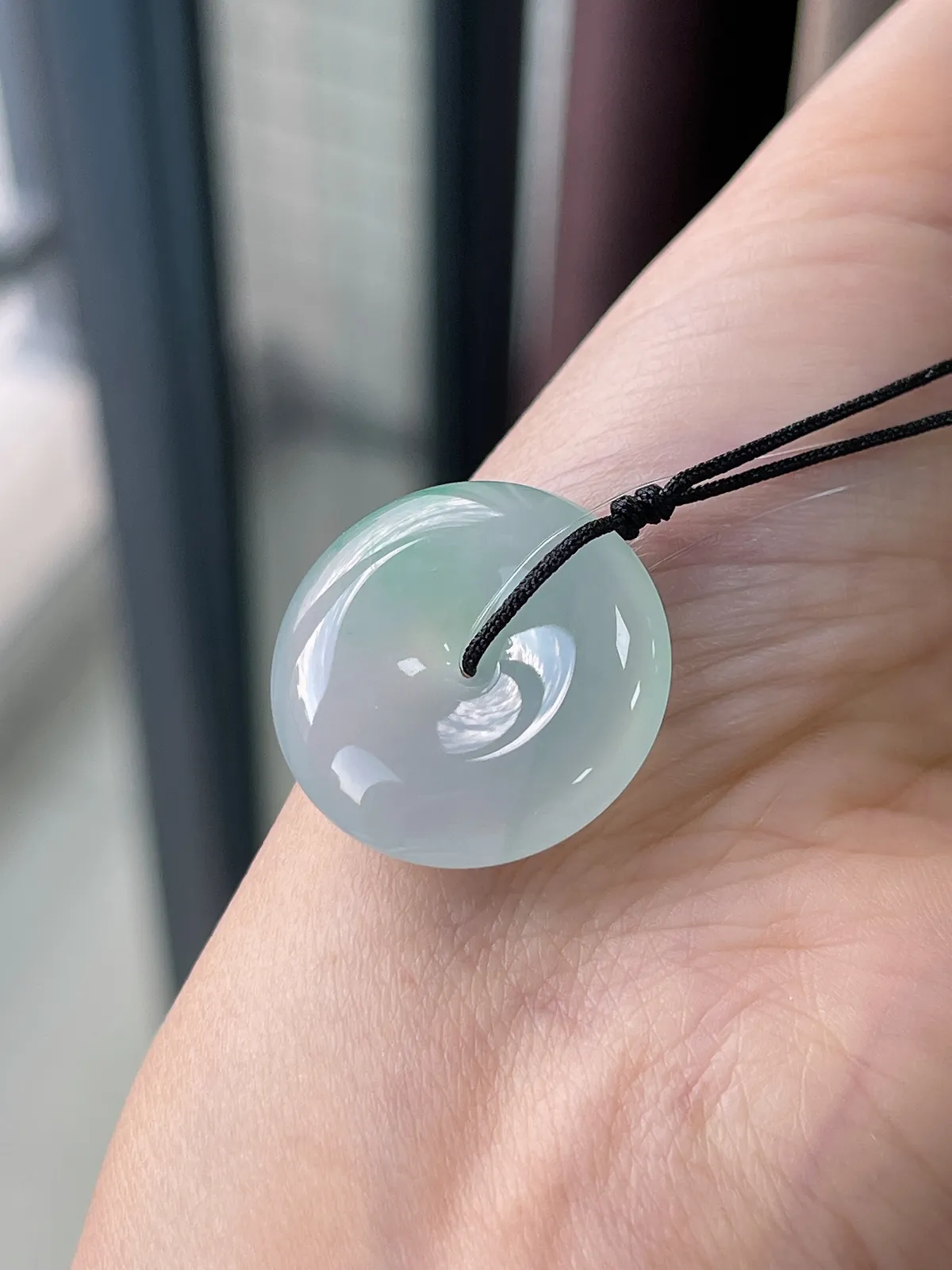 翡翠胶润冰飘花平安扣