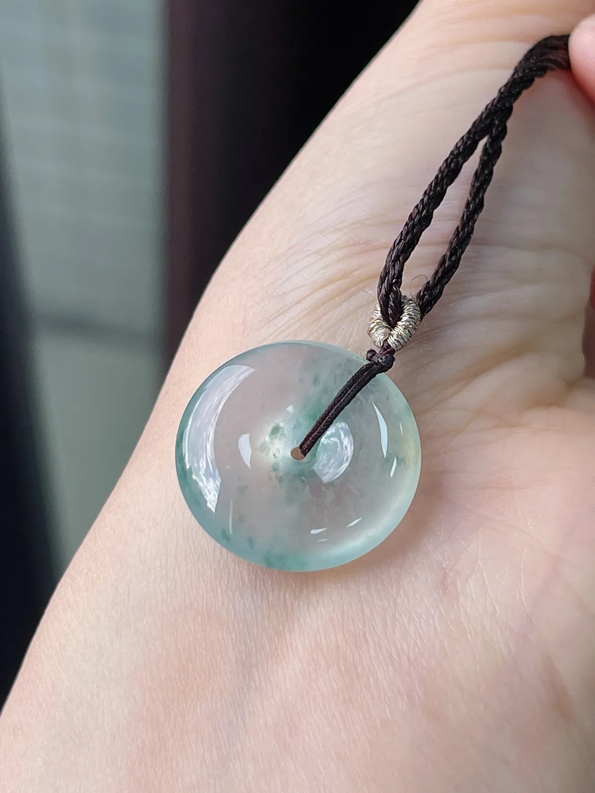 翡翠冰飘花平安扣