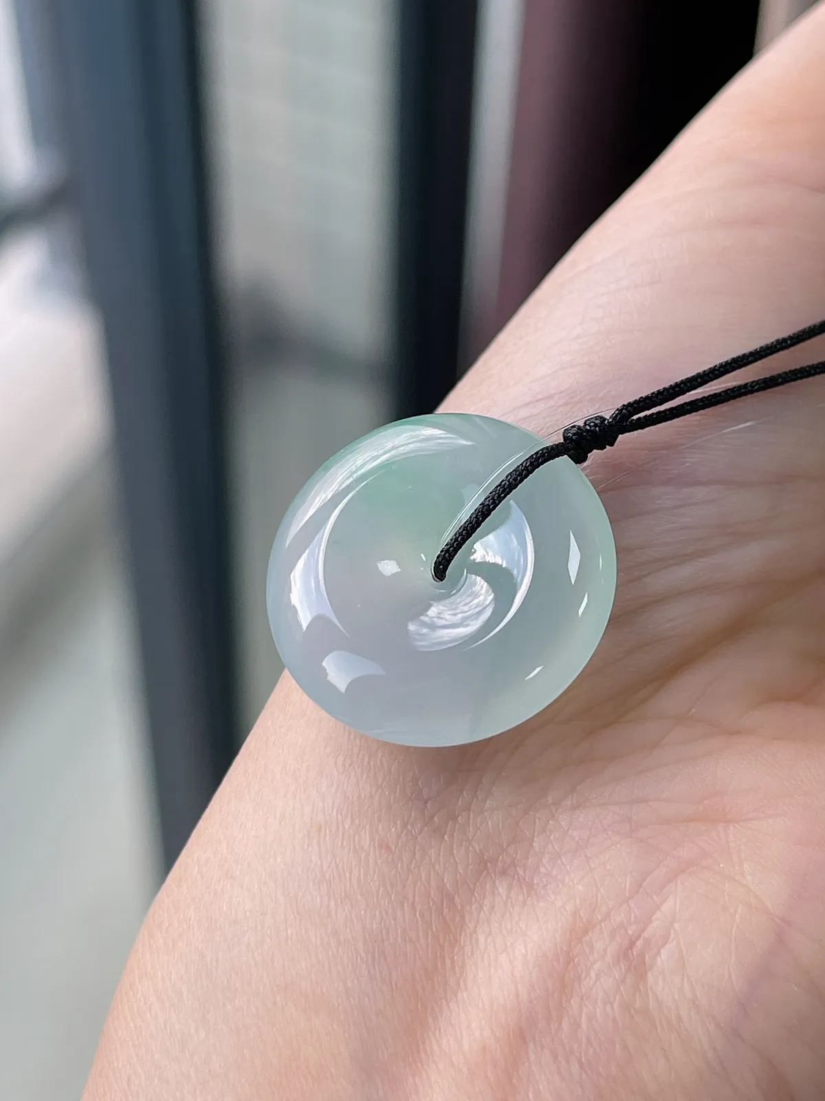 翡翠胶润冰飘花平安扣