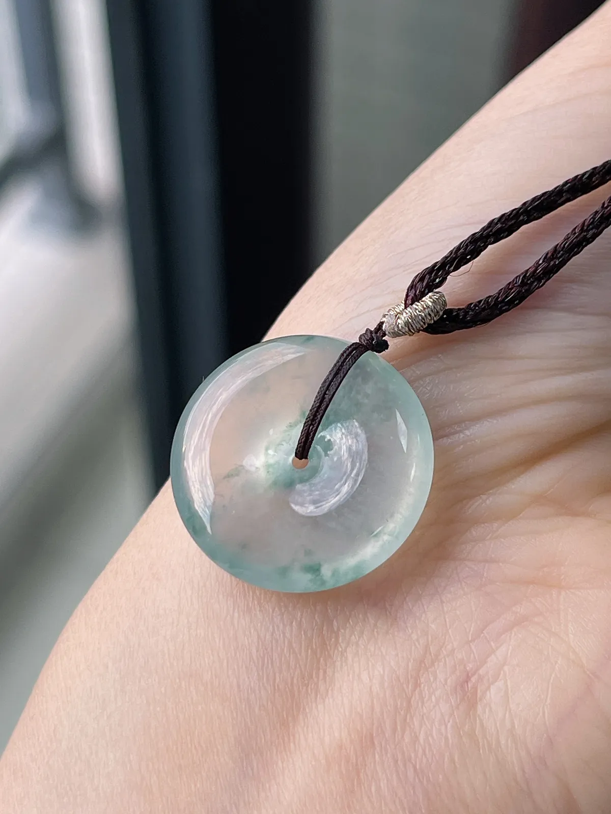 翡翠冰飘花平安扣