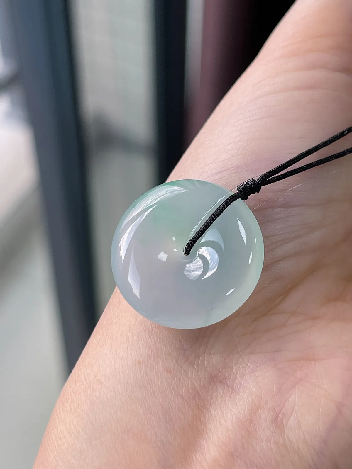 翡翠胶润冰飘花平安扣