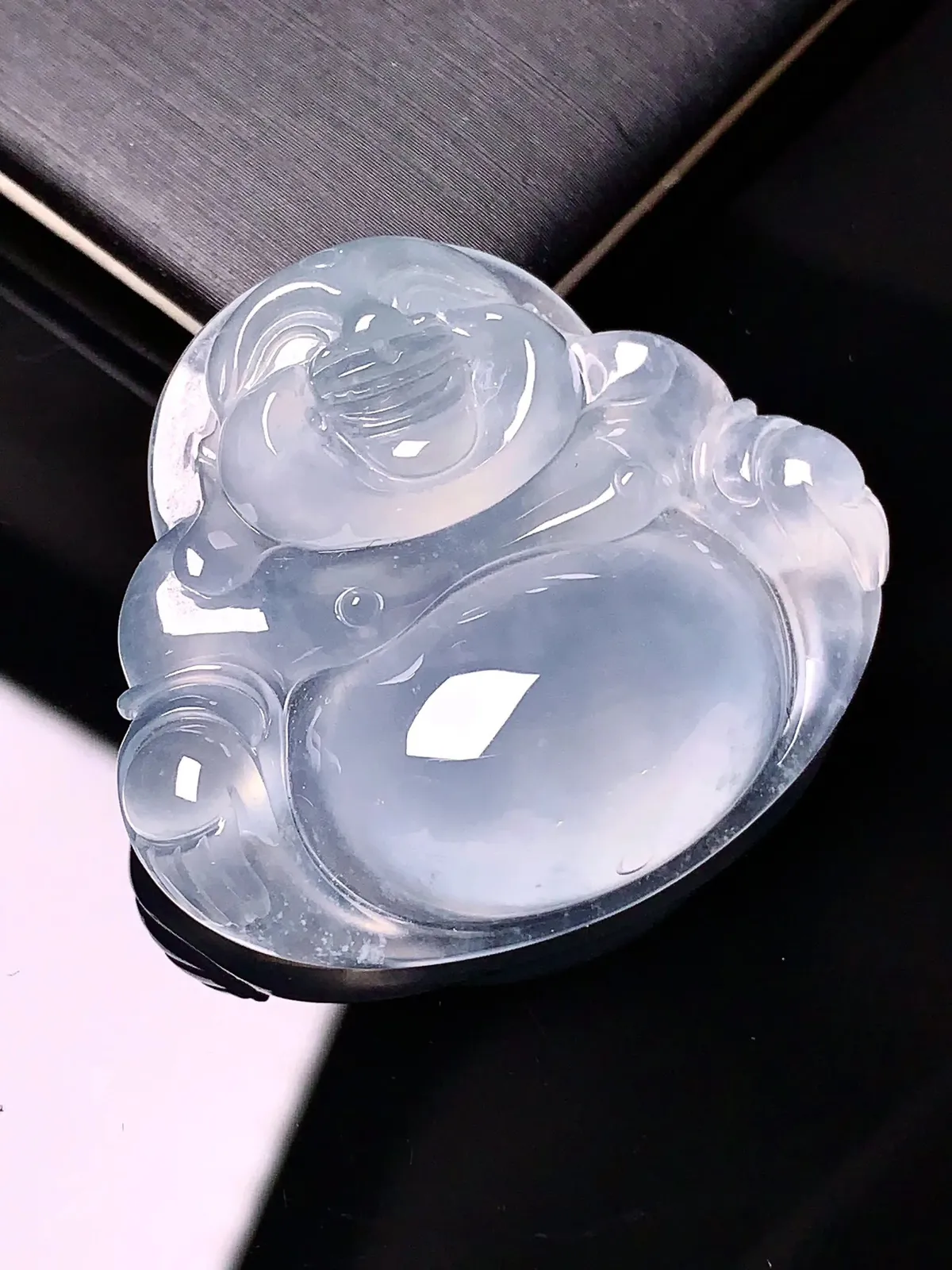 冰种佛公吊坠 玉质透亮细腻 清新大方 整体尺寸33*36.8*9.2