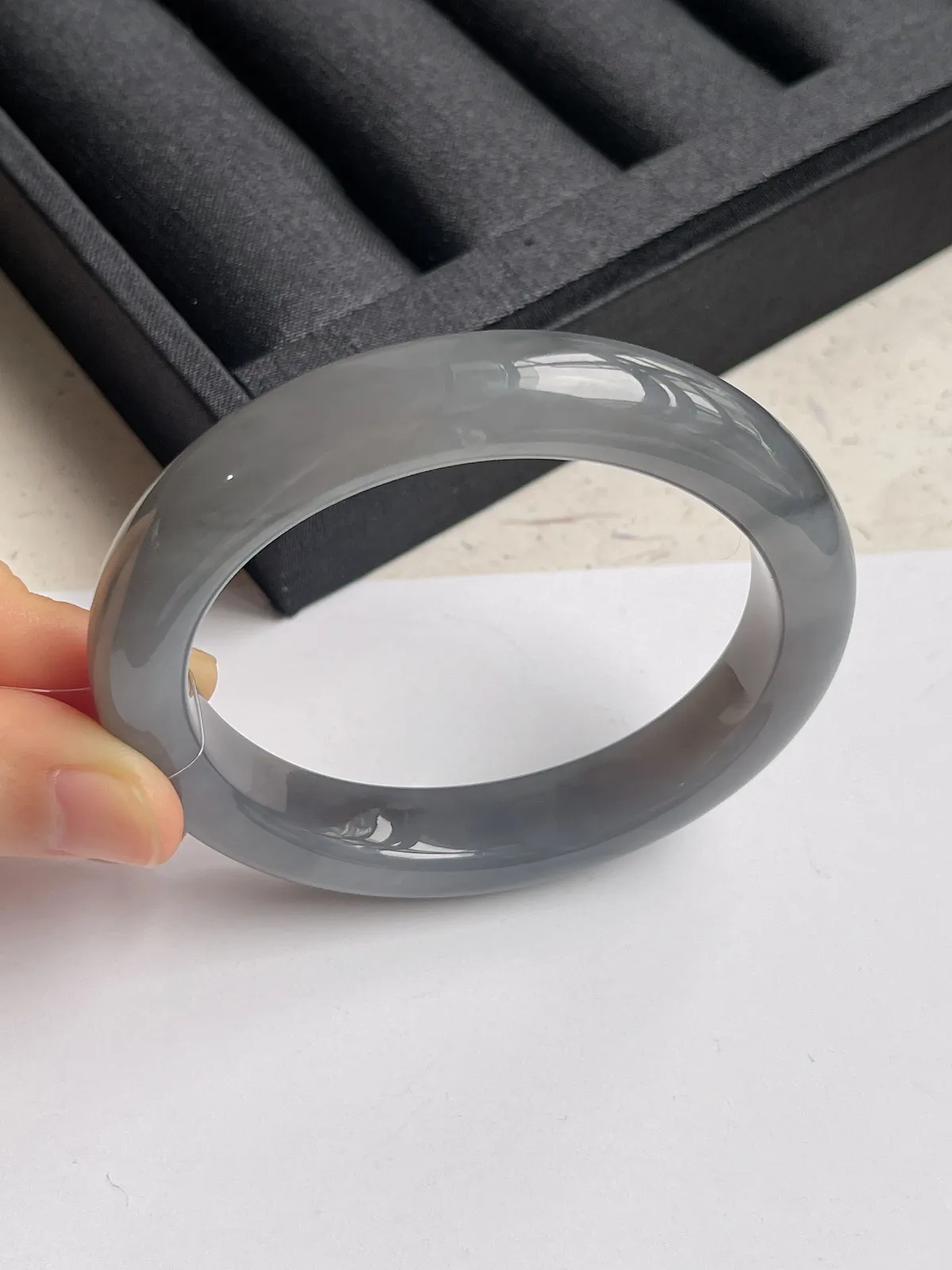 贵妃镯55.2圈口，和田玉烟紫手镯