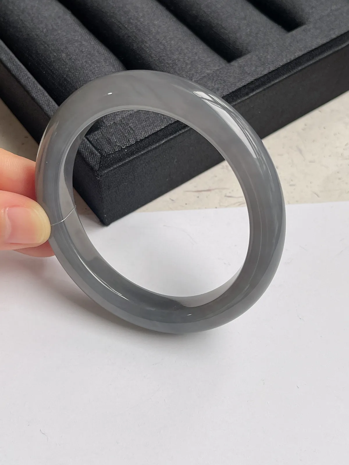 贵妃镯55.8圈口，和田玉烟紫手镯