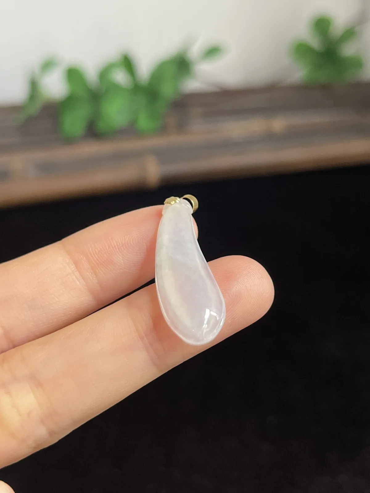 翡翠福瓜，18k金扣头