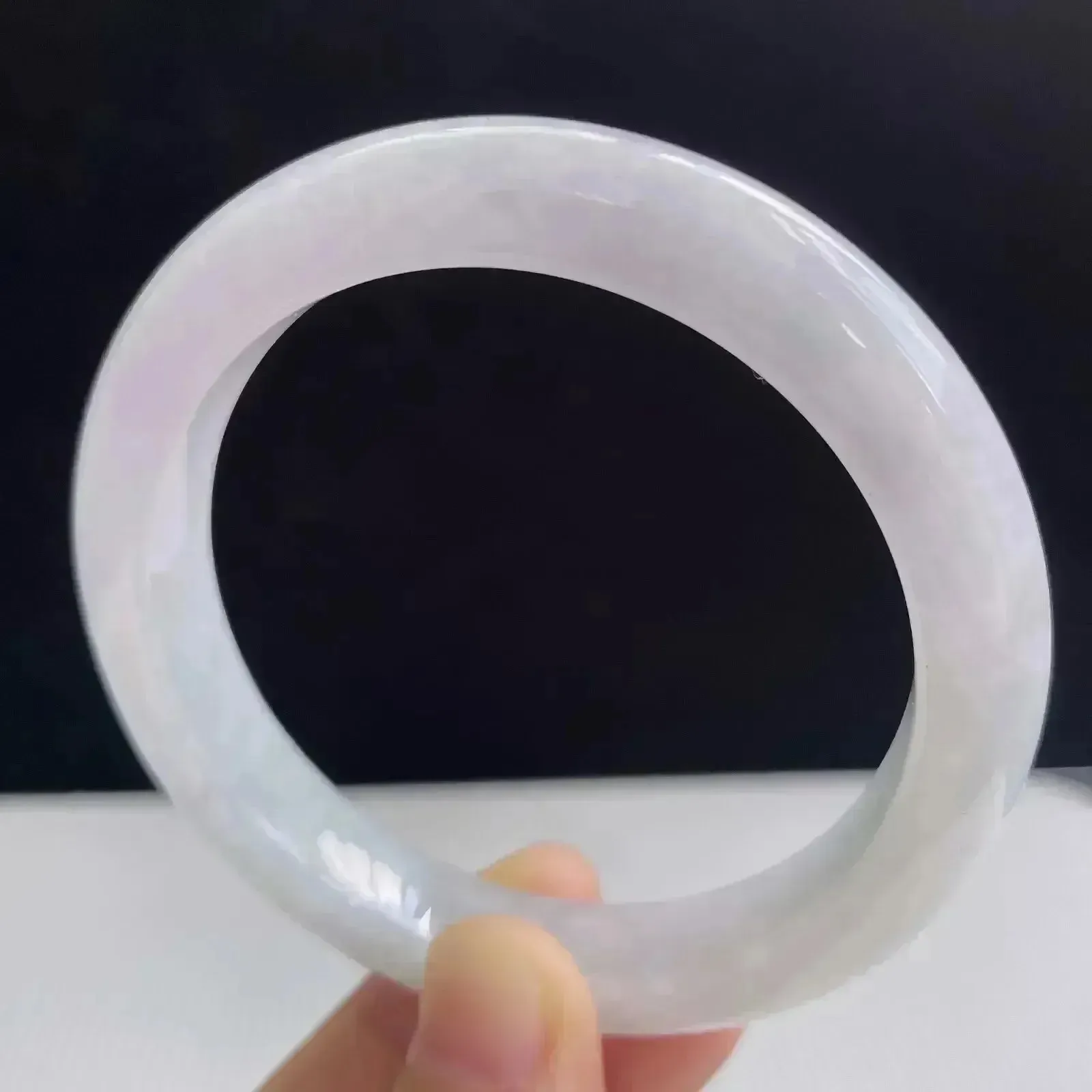 54圈有种有色天然翡翠A货玉手镯好种水水润手镯 43.65g