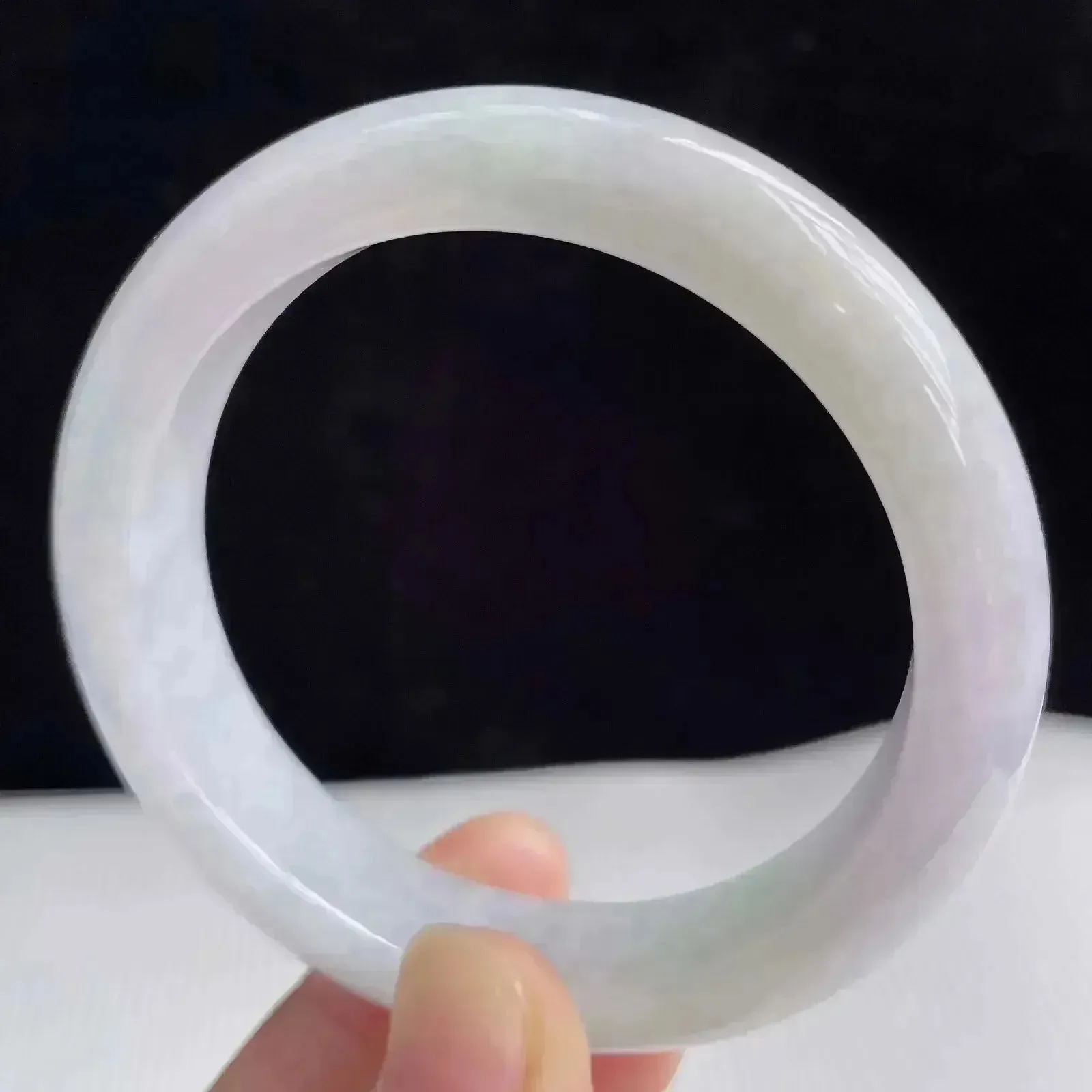 翡翠A货水润好种水52mm正圈手镯 48.48克