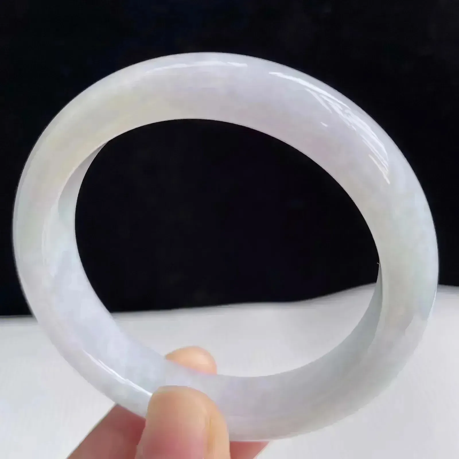 翡翠A货水润好种水52mm正圈手镯 48.48克