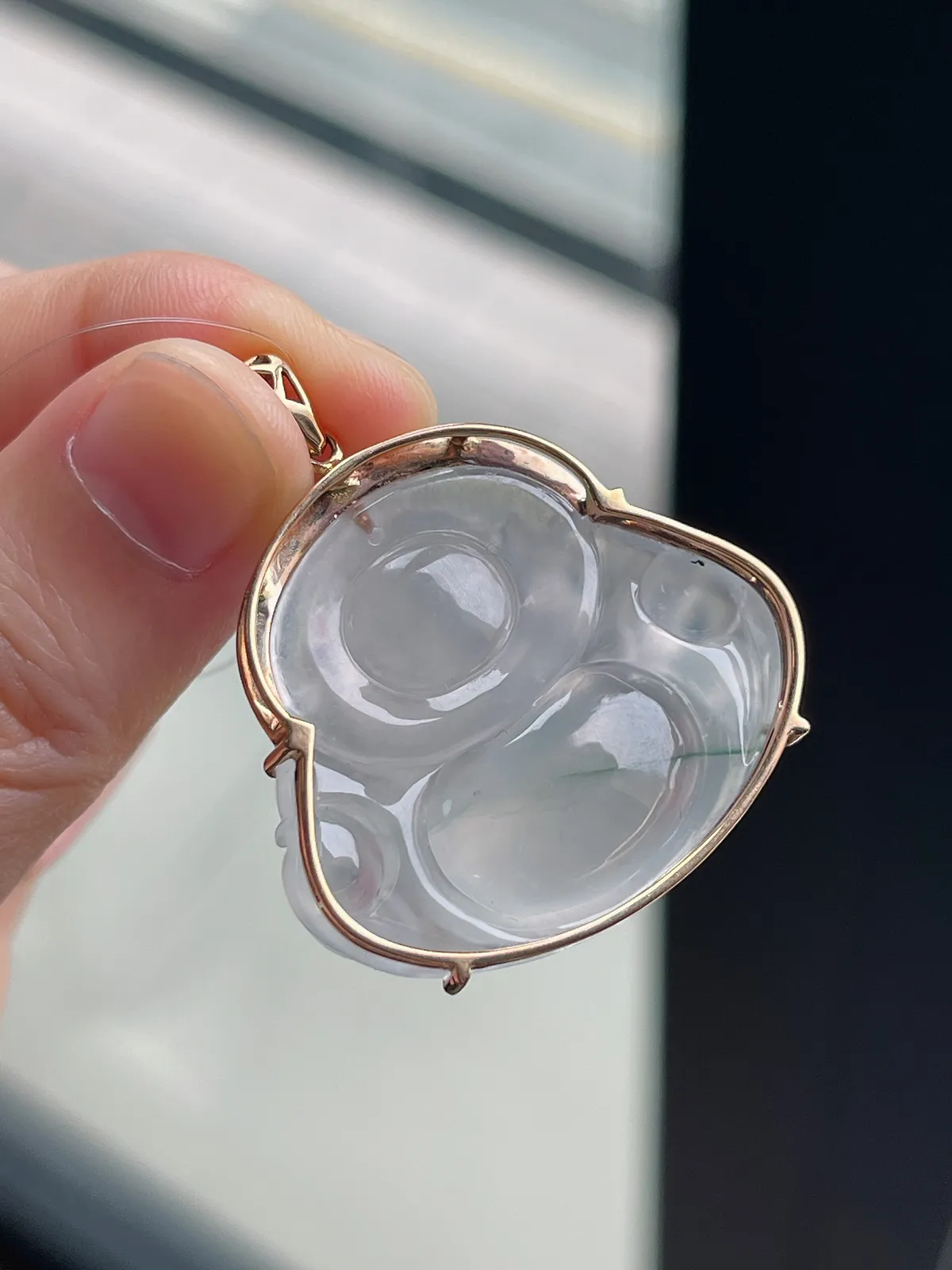 翡翠冰种飘花吊坠，印记：G750,伴钻石