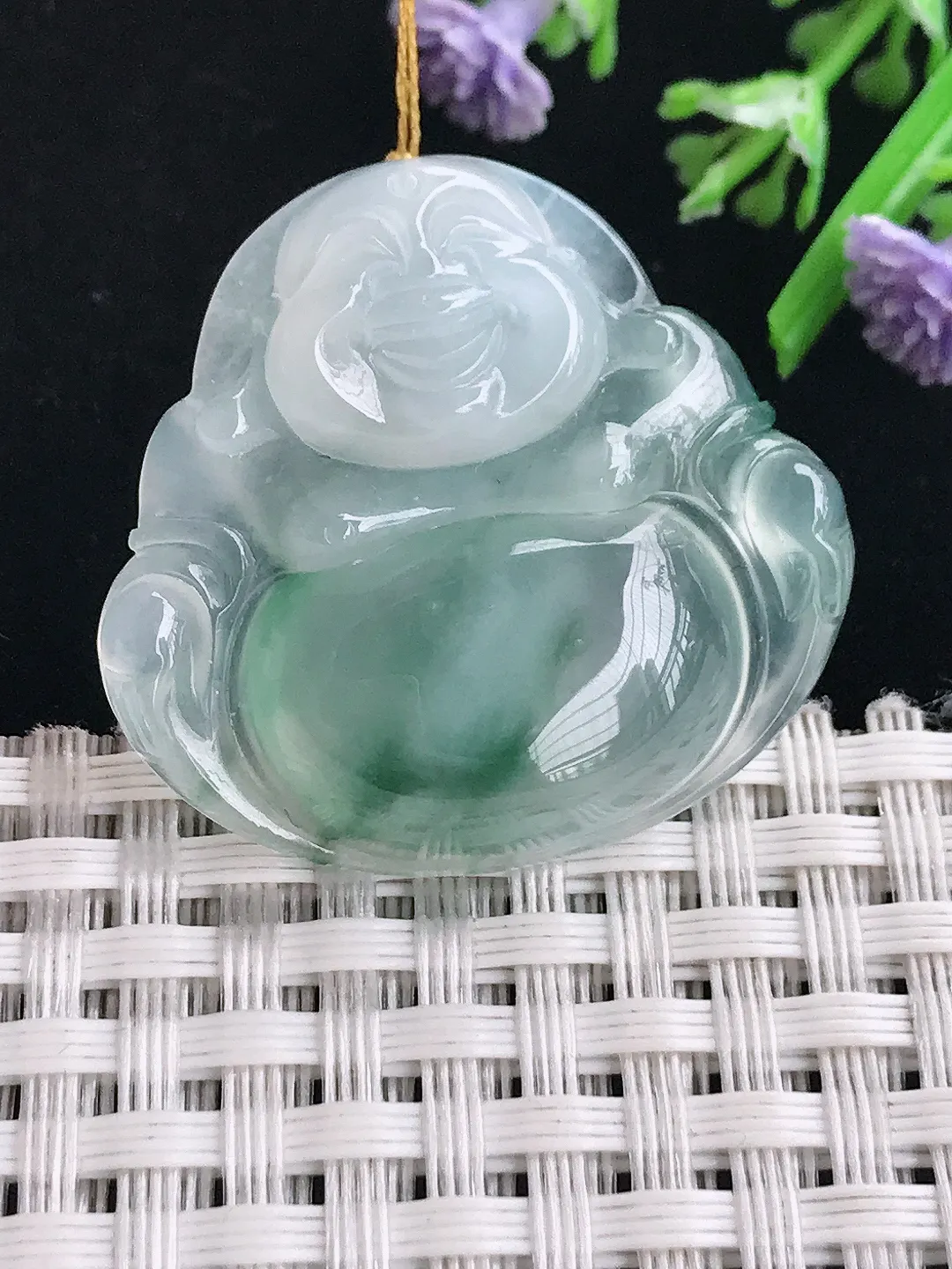 实拍A货翡翠31/33/6.7老坑冰胶果冻冰飘花佛公吊坠翡翠挂件